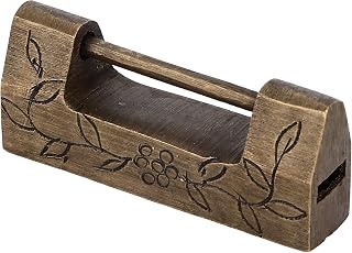 Howay Chinese Antique Lock Retro Classic Pattern Design Bronze Brass Material 5x2cm/2.0x0.8in Horizontal Padlock for Boxes