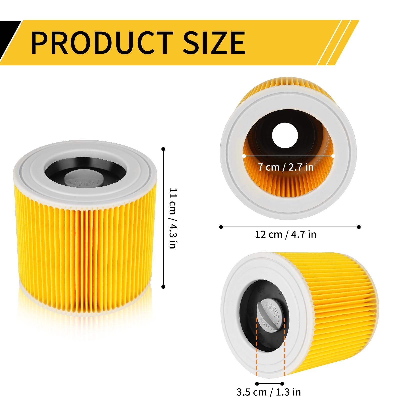 Filtre à Cartouche, 4x Filtre Aspirateur Pour Karcher, Aspirateur Pour Kärcher WD3 Premium, WD2, Filtre WD3, MV3, MV2 SE4001 SE4002,Filtre De Rechange Pour Aspirateur Pour Kärcher 6.414-552.0/64145520