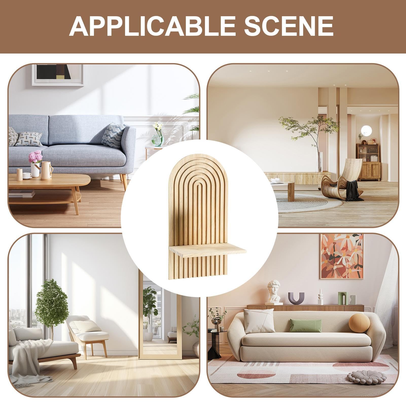 qiwuhai Wandrek, hout, boho-decoratie, houten rek, wanddecoratie, zwevend rek, wandplanken, plantenrek voor terras, decoratie, boho-stijl, woonkamer, kinderkamer, slaapkamer (natuur