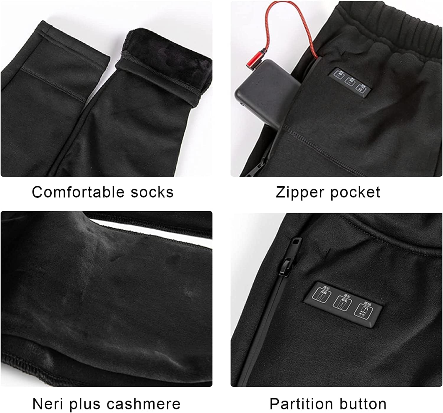 Heated Underwear Electric Warm Trouser Body Warmer with 8 Heating Zones, Pants Washable for Women Men Winter Outdoor