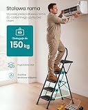SONGMICS Drabina Składana, Stalowa, Nośność 150 kg, 161 x 45,5 x 7,5 cm | Drabina Domowa z Antypoślizgowymi Stopniami, C