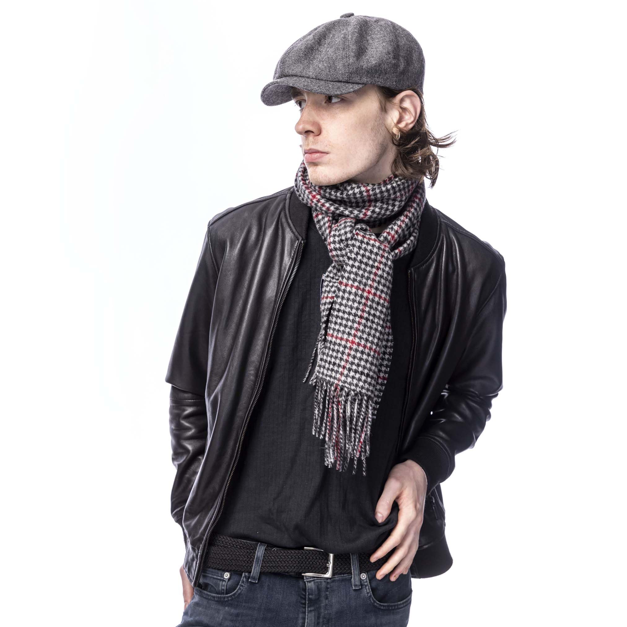 Heritage Traditions Unisex Grey/Red Check Wool Scarf ()