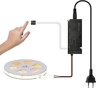 COB Led Streifen 3M Warmweiß mit Berühren Dimmer Schalten und 36W Netzteil, Unterbauleuchte für Akustikpaneele und Küche