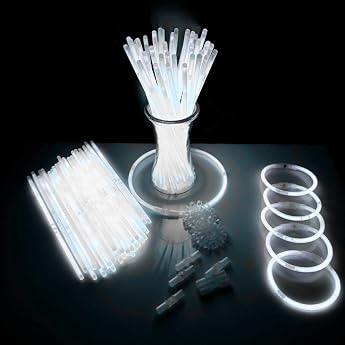 KNIXS 100 x White Glow Sticks with Connectors - Extra Bright Glow Sticks - 100 Arm Lights Including 3D Circle & Multiple Connectors - Marking Lighting Outdoor