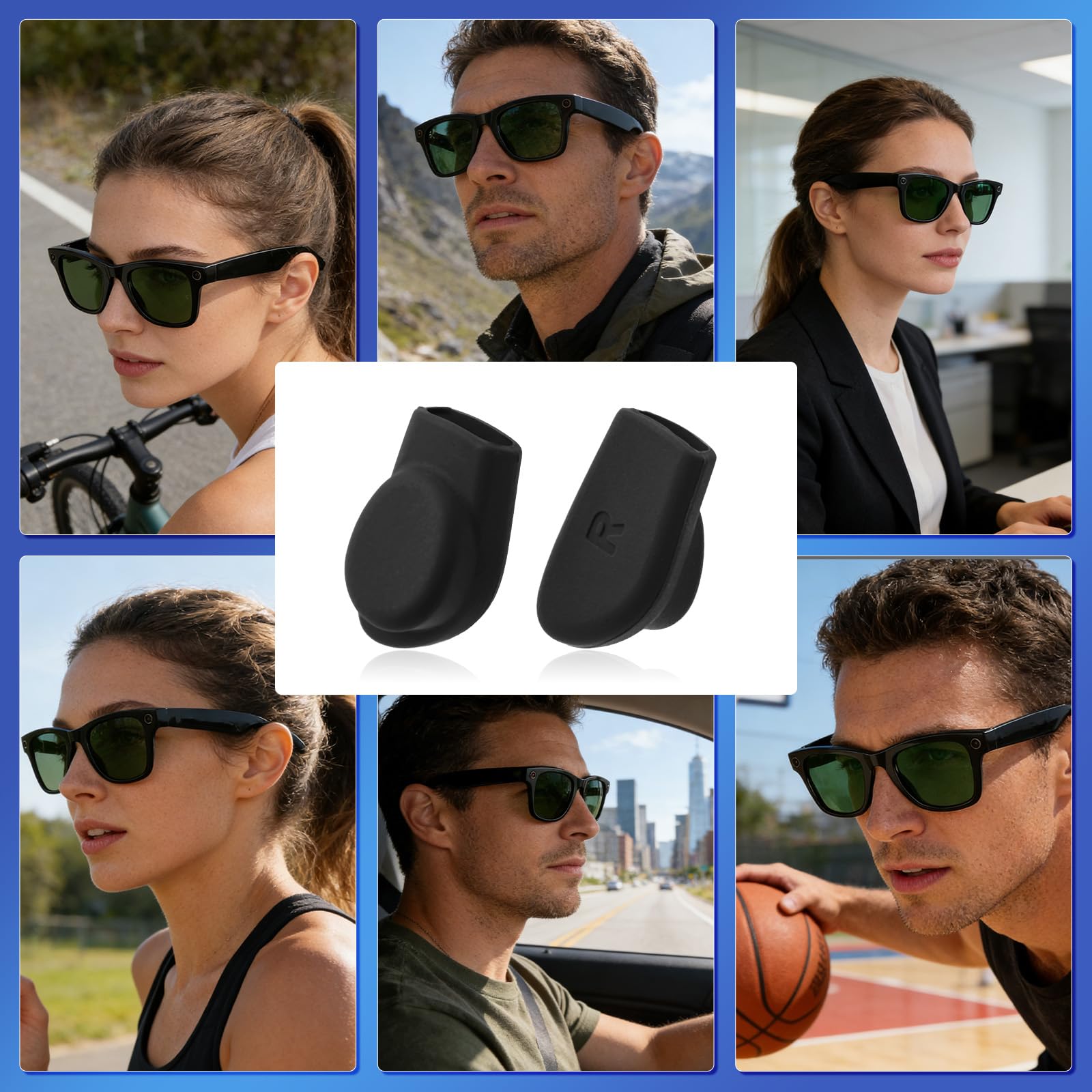 Ferma Occhiali Compatibile con Gen 1/Gen 2/Wayfarer/Skyler/Head Liner, in Silicone Antiscivolo per Una Vestibilità Sicura Durante l'Uso Sportivo e Attivo