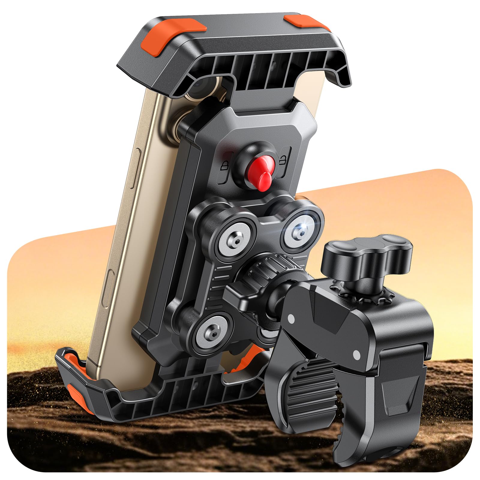 CIRYCASE 2026 Amélioré Support Telephone Moto Anti-Vibration, 360° Réglable Support Téléphone Vélo Super Stable, Montage & Verrouillage Rapide, Porte Smartphone Scooter/VTT pour 4.7-6.8" Téléphones