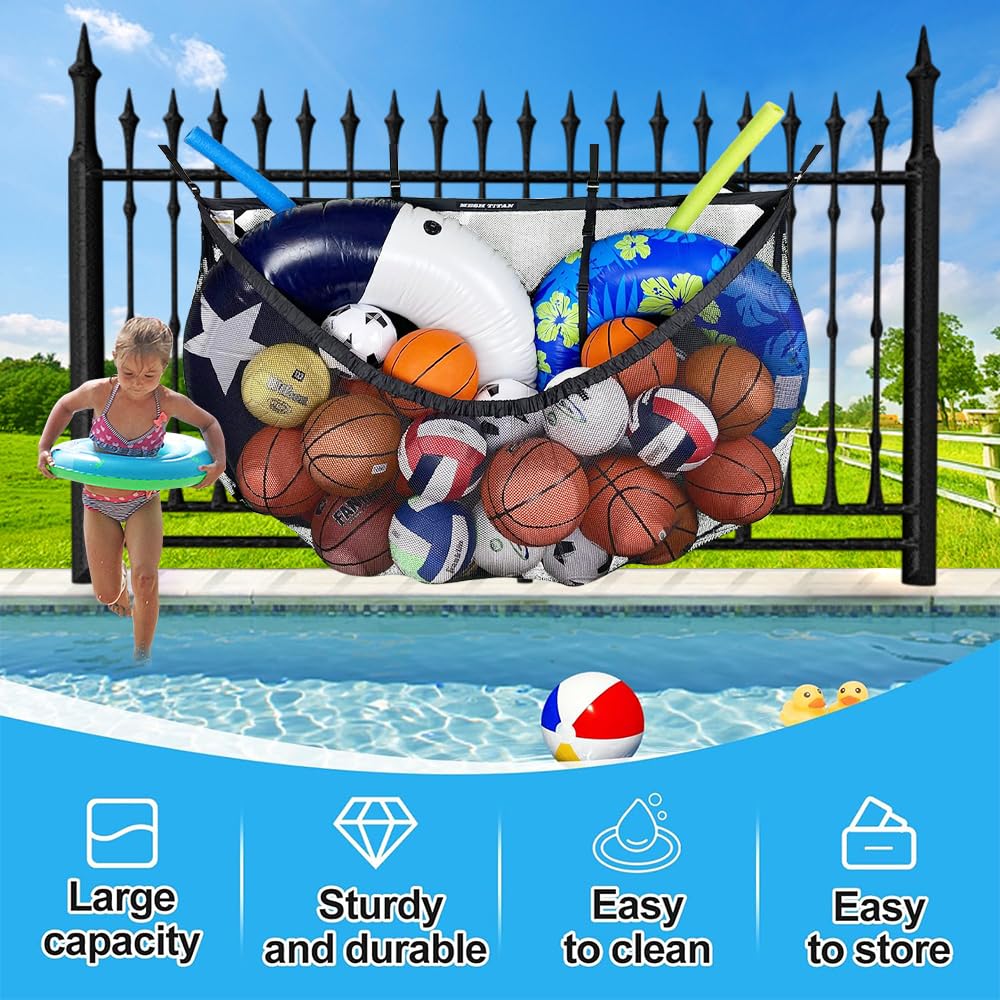Pool-Aufbewahrungstasche, Spielzeug Aufbewahrung Outdoor, Mesh Pool Spielzeugaufbewahrung, Pool Aufblasbares Spielzeug Tasche, Pool Wandtaschen, Pool Ball Organisator