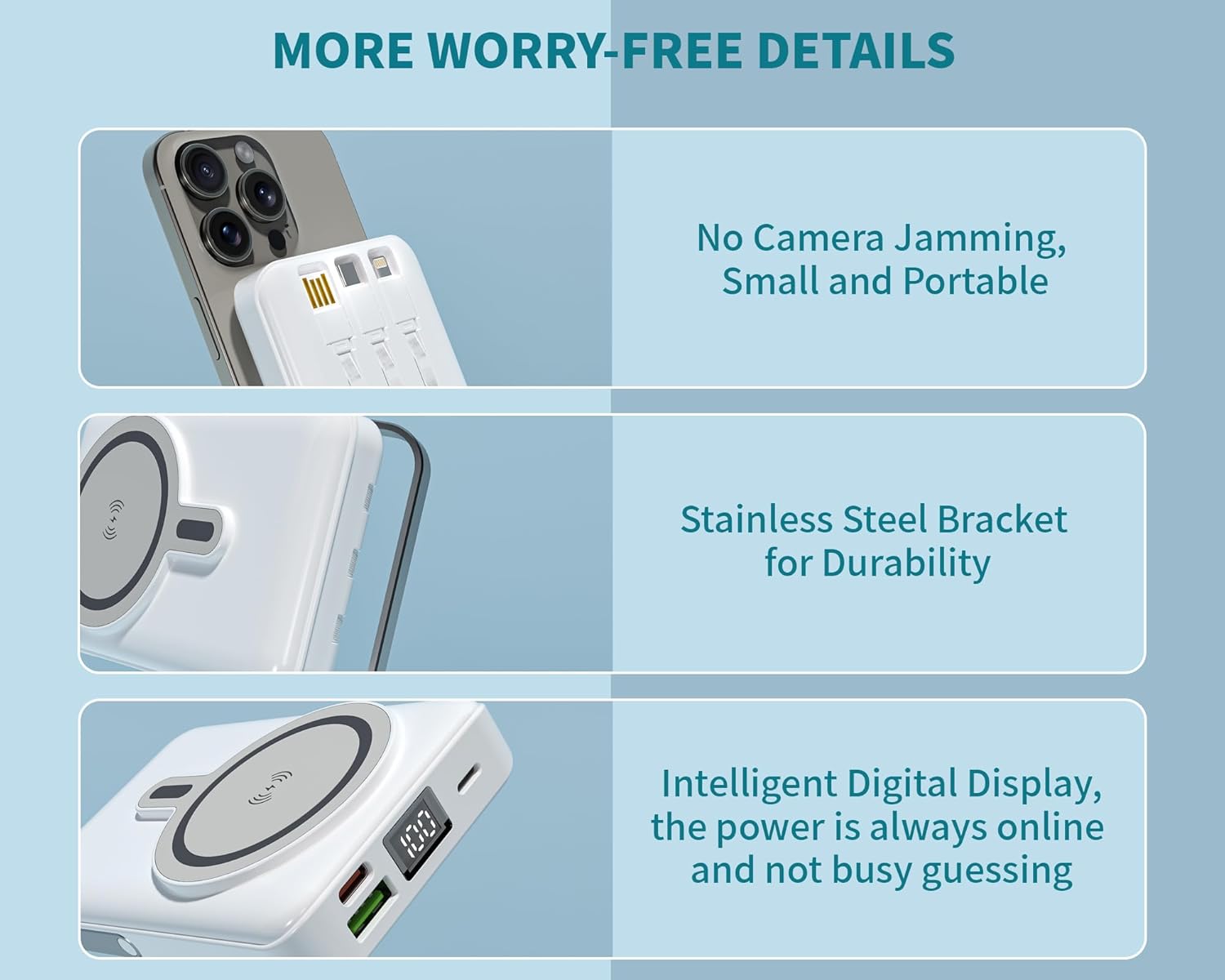 Magnetic Portable Charger Bank Built-in Cables,10000mAh USBC Power Bank 22.5W MAX Battery Pack Magnet Charger Protable Powerbank Fast Charging for Apple iPhone 17/16/15/14/13/12 Series,Samsung S25/S24 - Image 9