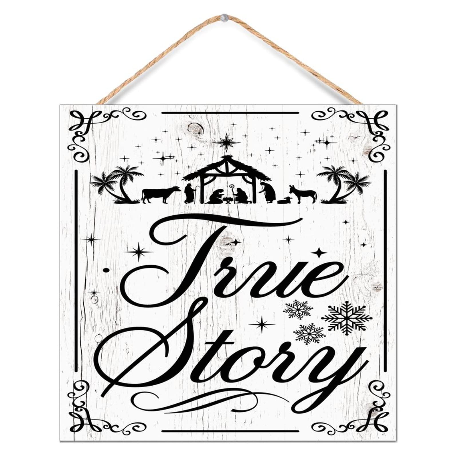 Cadeau religieux pour chrétien : plaque murale en bois au style primitif chic