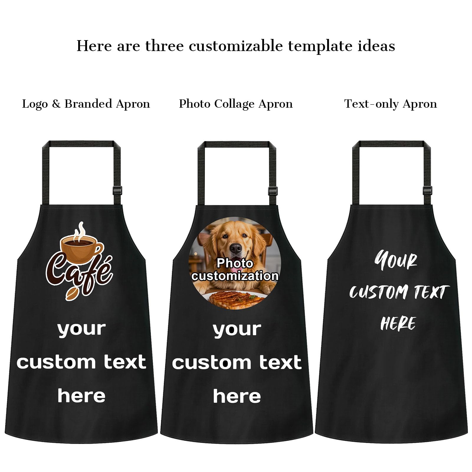 Clawelves Custom Apron Personalized Design - Aprons for Men/Women with Text/Photo/Logo Print, Durable Cooking Grilling Baking Apron, Gifts for Dad Mom, Restaurant Chef & Waitress Essentials