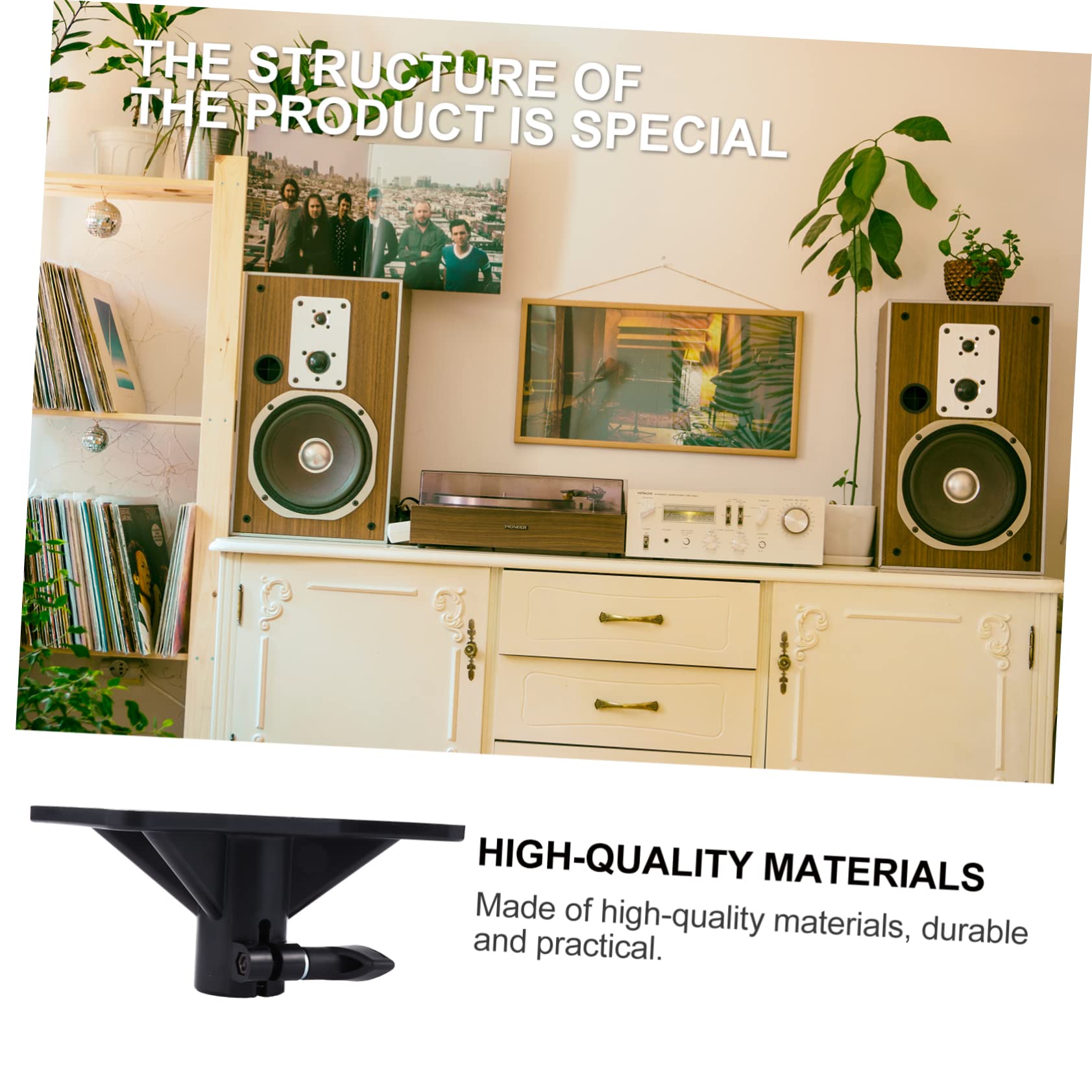 BRIGHTFUFU Tripod Speaker Mounting Bracket for Stage Easy Install/Remove Black Plastic Stand for 2 Speakers