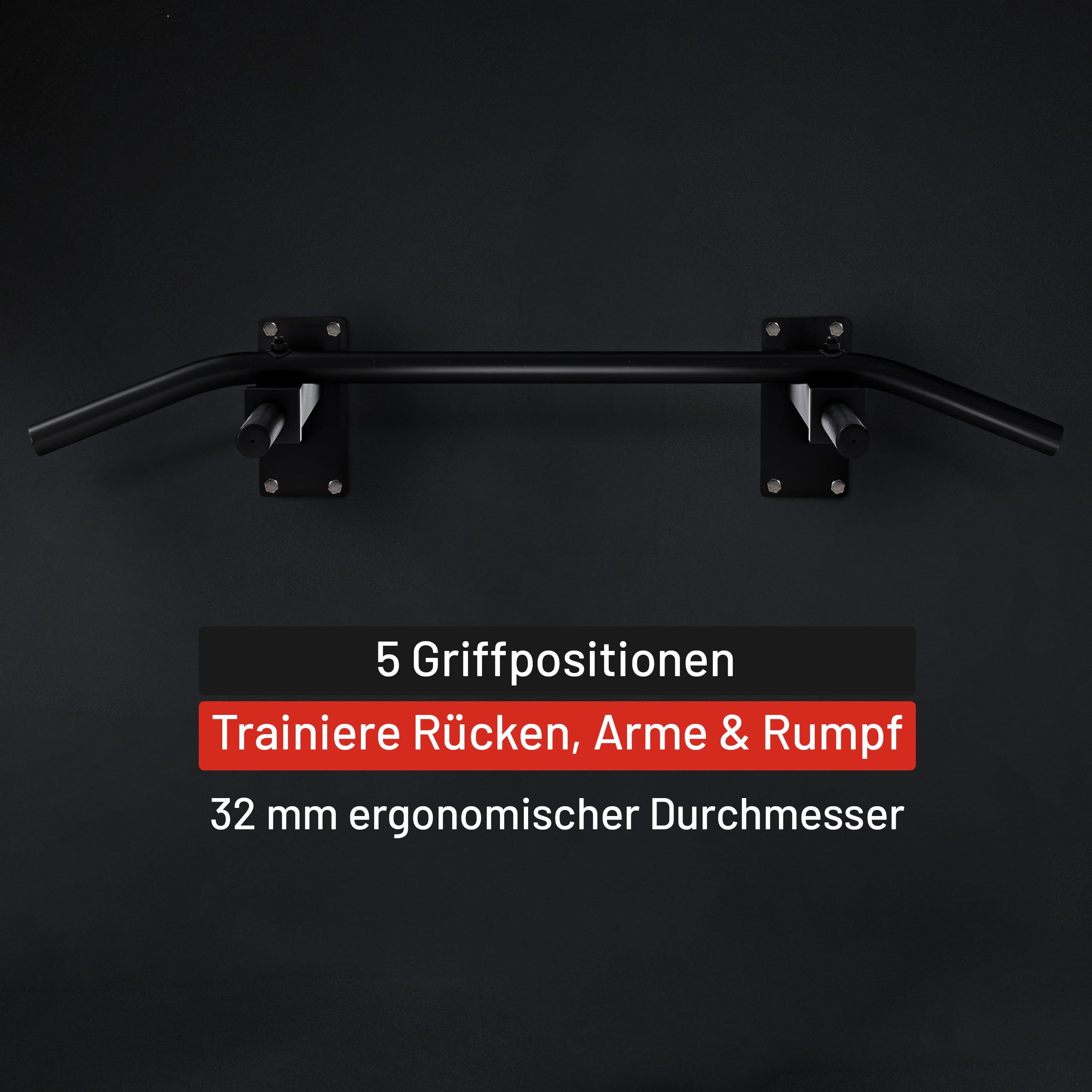 GORILLA SPORTS® Barra per Trazioni – per Parete, a Muro, Antiscivolo, con/senza Banda Resistenza, Max 350kg, Acciaio, Nero/Bianco – Pull Up Bar, Sbarra di Sollevamento, Multifunzione, Fasce Elastiche