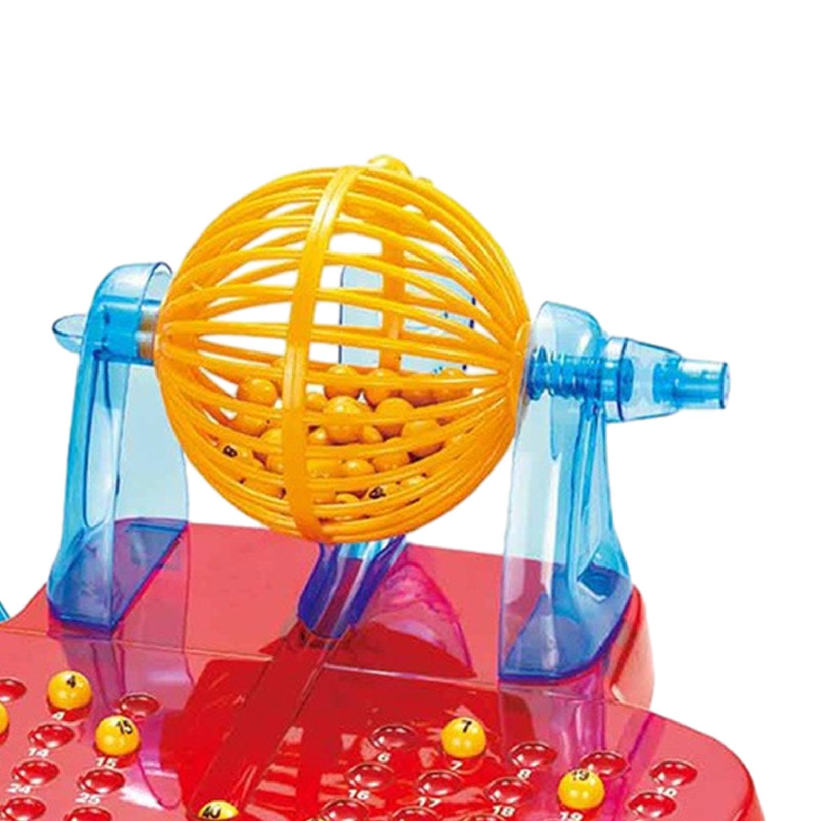 MagiDeal Juego de Bingo Y Lotería con Jaula de Bingo, 48 Cartones Mixtos, 90 Números de Bingo.