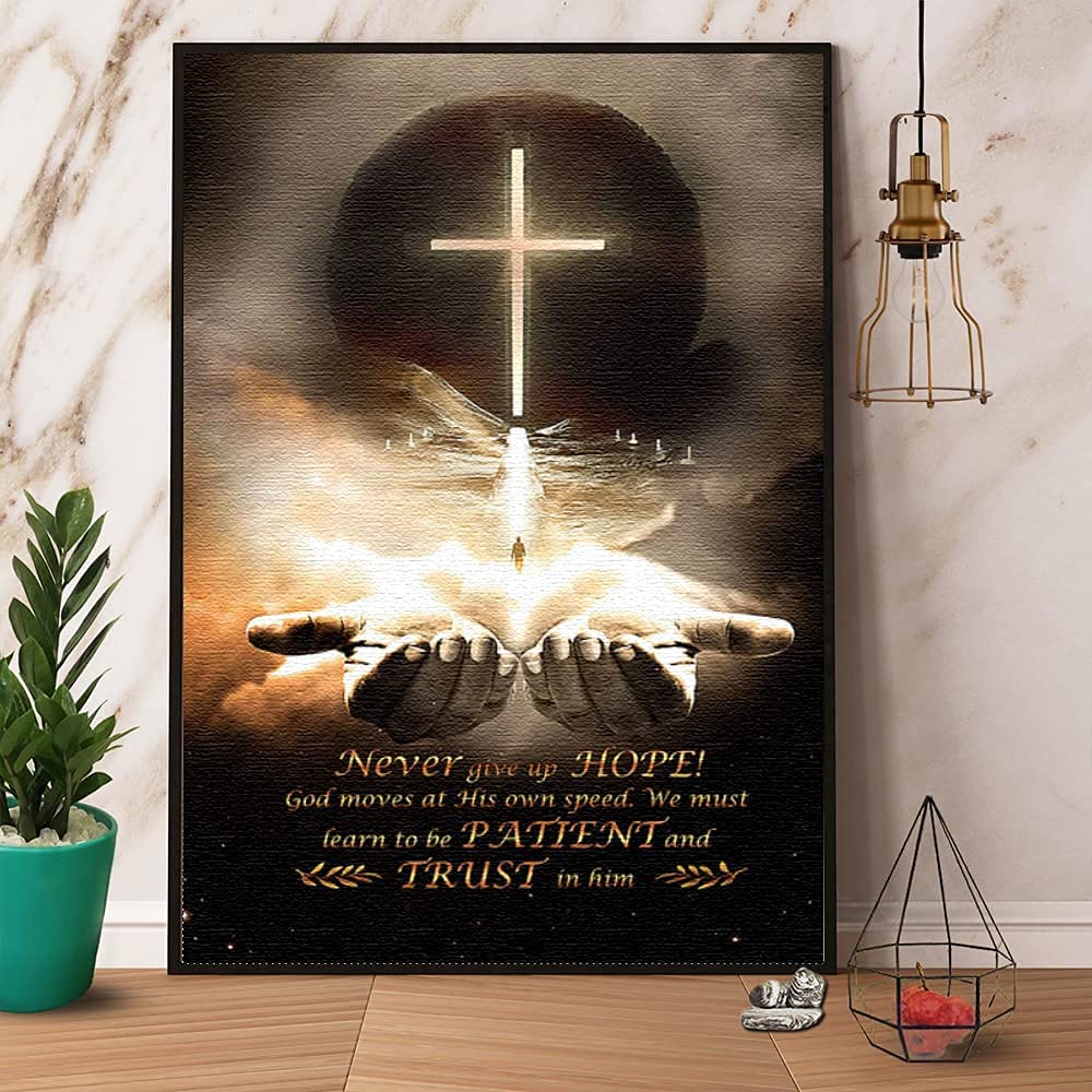 Jigsaw Wooden Puzzles 1000 Pieces Jesus Never Give Up Hope God Moves at His Own Speed Christian for Adults Soft Puzzles Props Technology Fit Together Puzzles