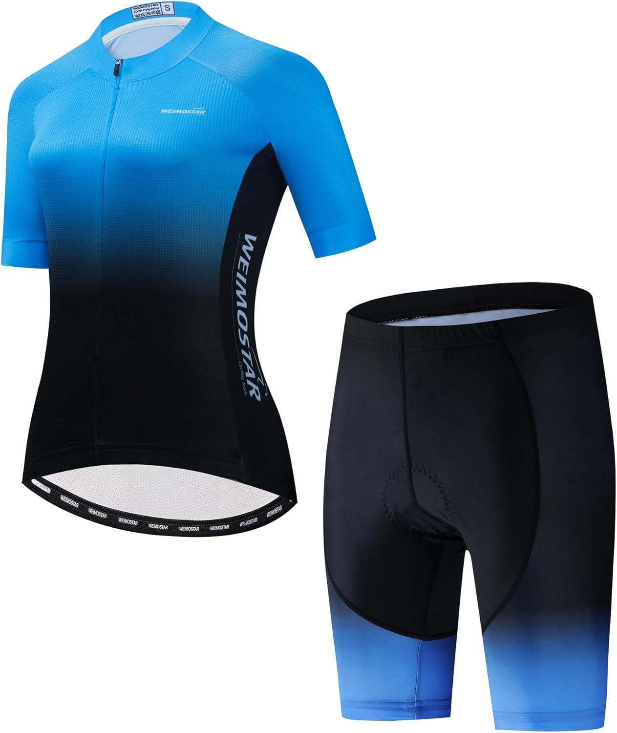 Women's Cycling Jersey Set Bike T-Shirt Reflective+5D Padded Shorts S-3XL