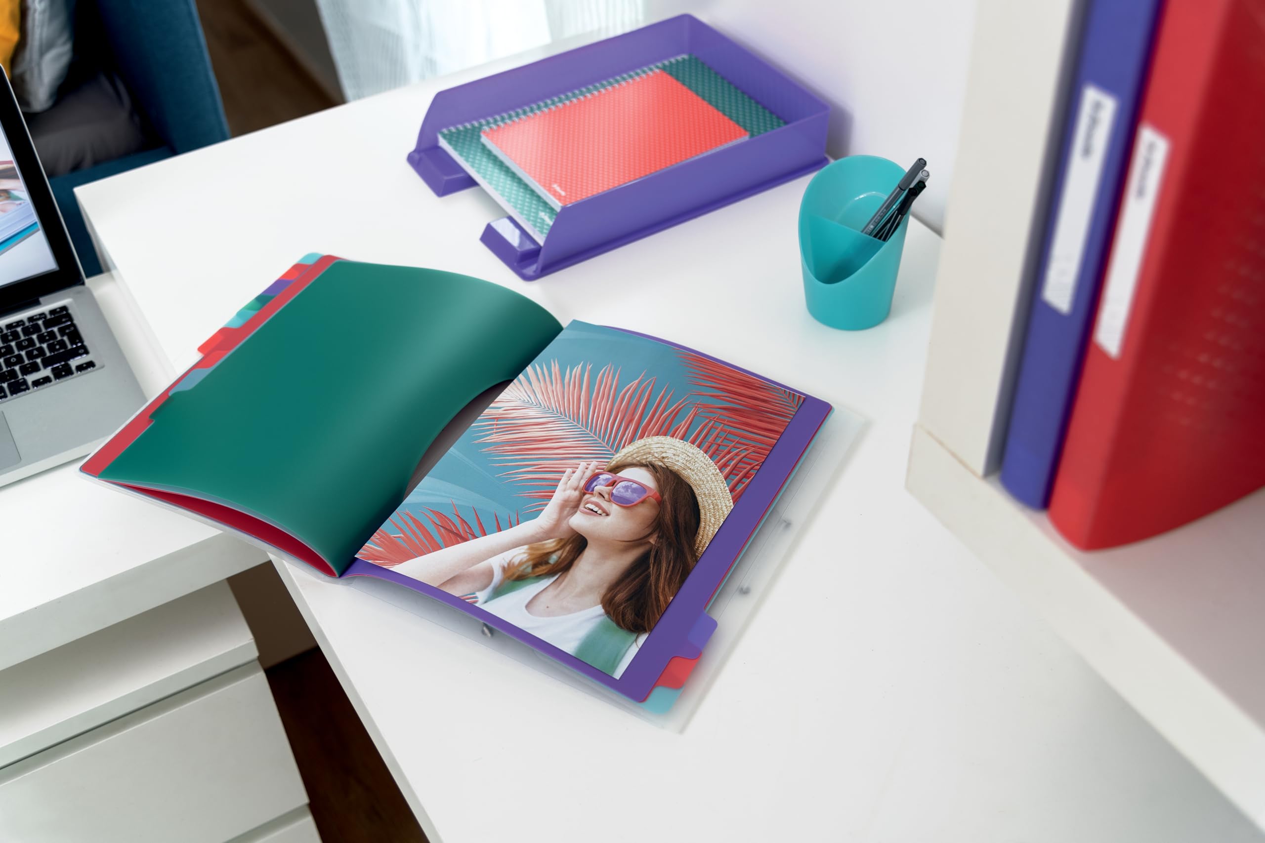Esselte, Teczka Segregująca A4 z 12 Przekładkami Esselte Colour'Breeze, do Domu/Biura, Bezkwasowe Tworzywo, Folder na Luźne Notatki, Wytłoczony Wzór, Wielokolorowa, 626256