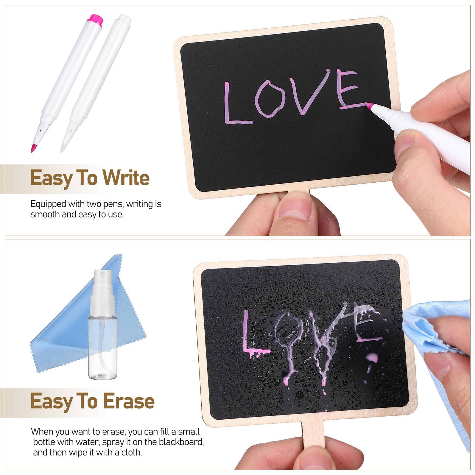 Mini Holz kreidetafeln mit Ständer Kleine Tafeln für Tischbeschriftung Food Chalkboard Signs zum Beschriften von Speisen Abwischbar Stabil und Leicht für Hochzeit Zufällige Farbe