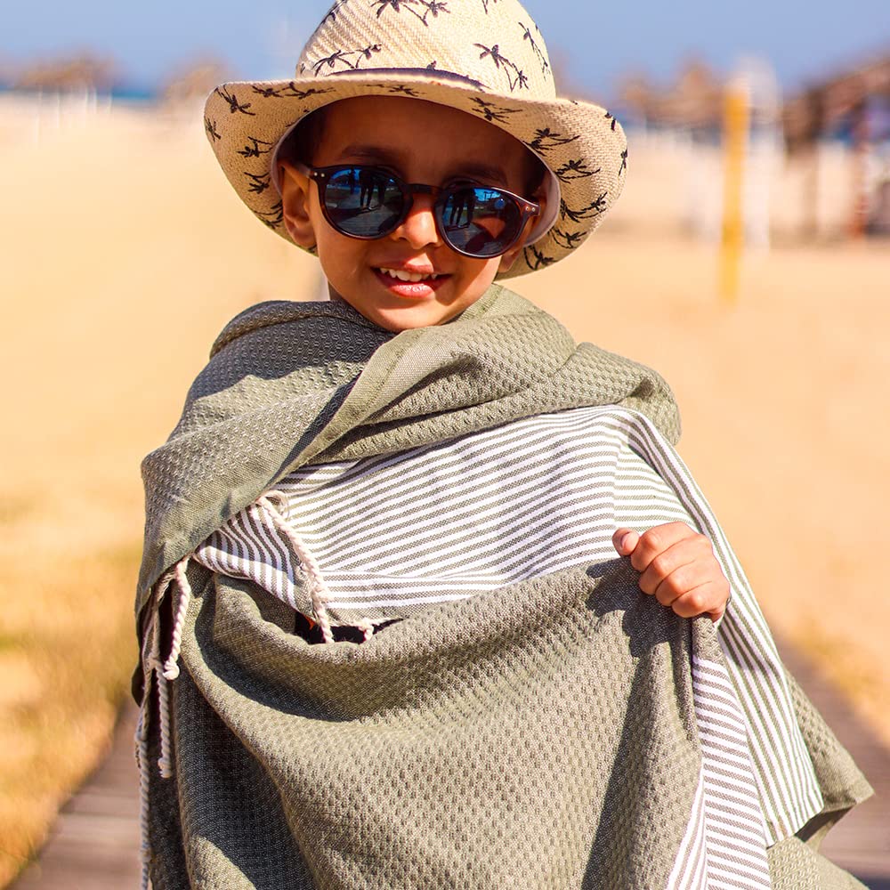 SOLTAKO Fouta Plage - Nid d'Abeille - Lot de 2 Fouta XXL - Serviette Plage Anti Sable - Drap de Bain pour Hammam, Sauna - Serviette Grande Taille - 100x200 cm - Drap 2 Personnes