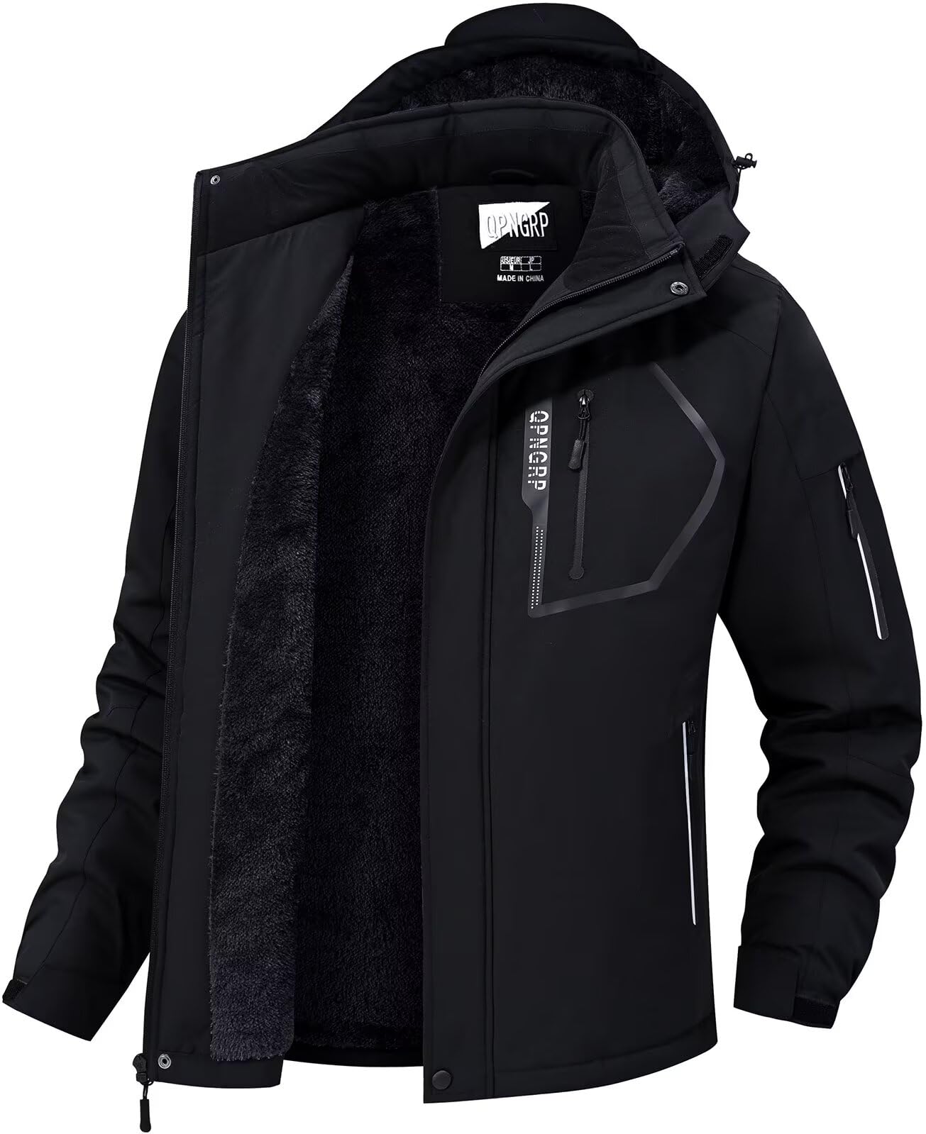 QPNGRP Mens Ski Jacket Waterproof Insulated Winter Coat 5 Zipper Pockets