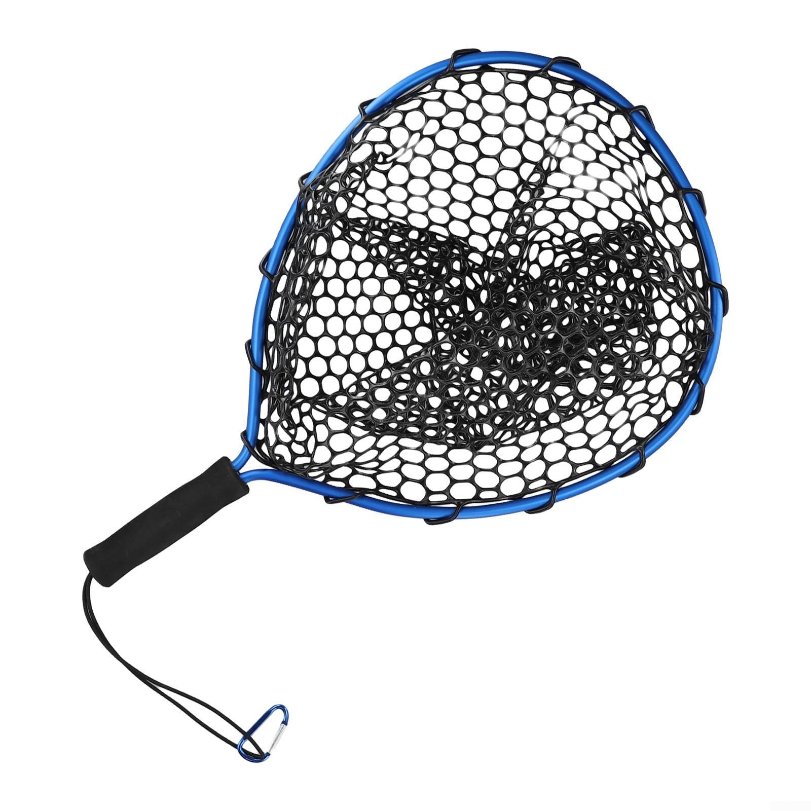 Telescopic Folding Fishing Net with Aluminium Alloy Pole and Silicone Mesh, Extendable Fly Carp Dip Net for Landing Fish, Portable Outdoor Fishing Equipment(Blue)
