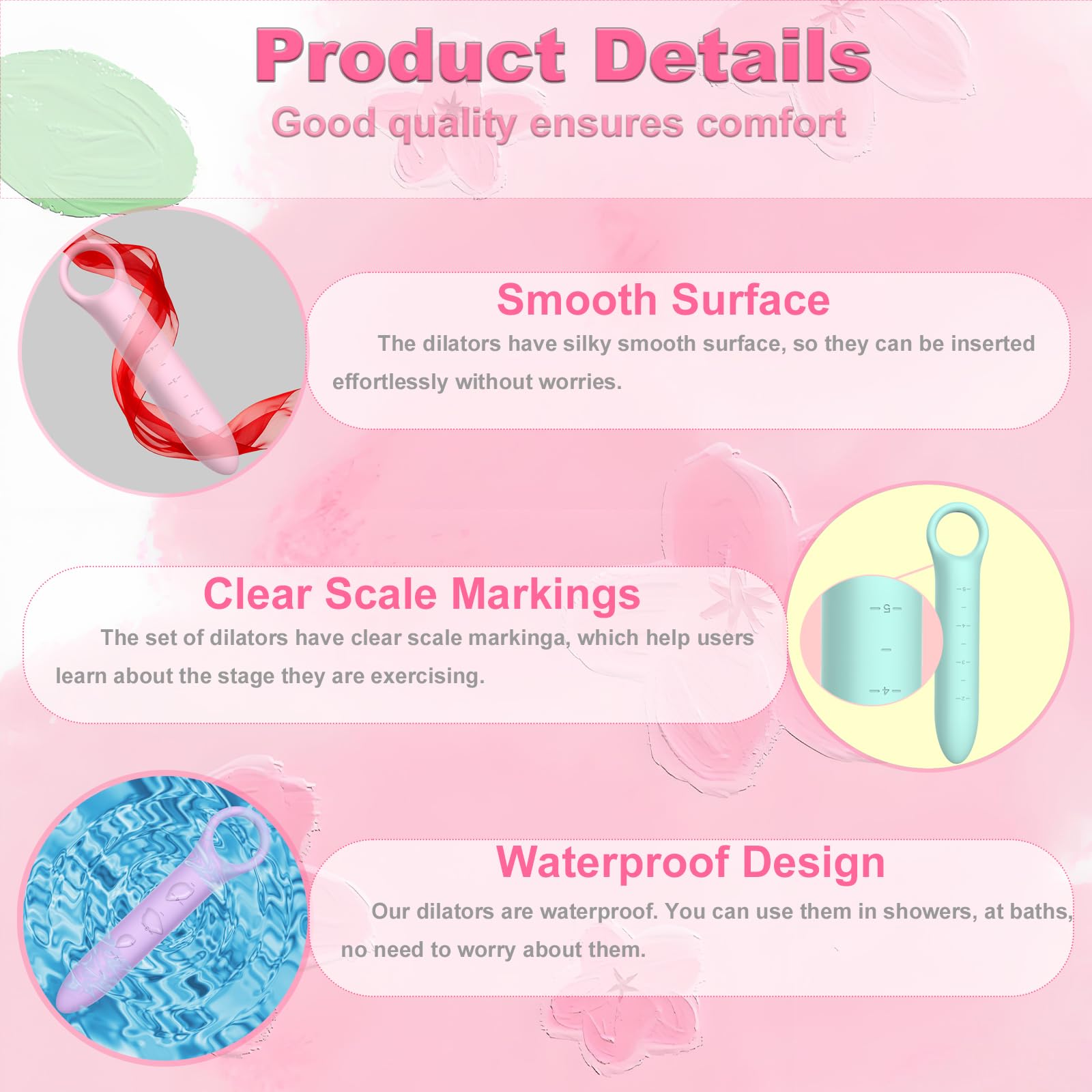 Dilatatori per Pavimento Pelvico Donna - Dilatatore Vaginale - Allenatore Muscolare Progressivo - Esercizi per Controllo Della Vescica e Pavimento Pelvico - Esercizi di Kegel - per Donna - 5 Pezzi Set