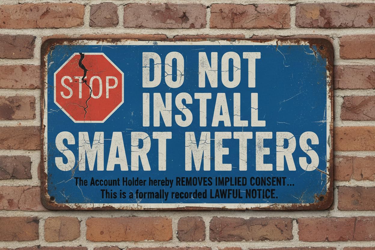 Wall Decor Stop Do Not Install Smart Meters Decal 8x12Inch Vintage Signs Aluminum Plates Printed