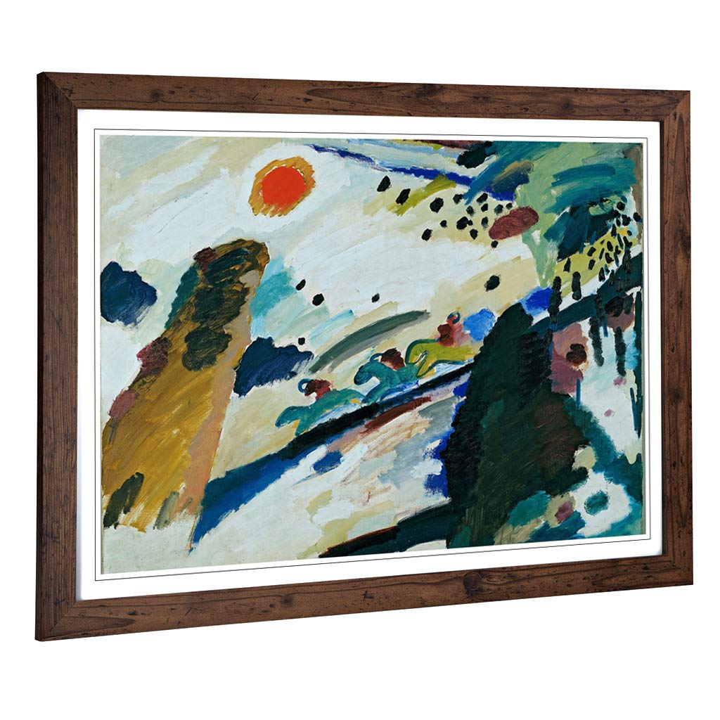Big Box Art Framed Print of Wassily Kandinski Romantic Landscape Design | Wall Art Picture | Home Decor for Kitchen, Living Room, Bedroom, Hallway, Walnut, A2 / 24.5x18 Inch / 62x45cm