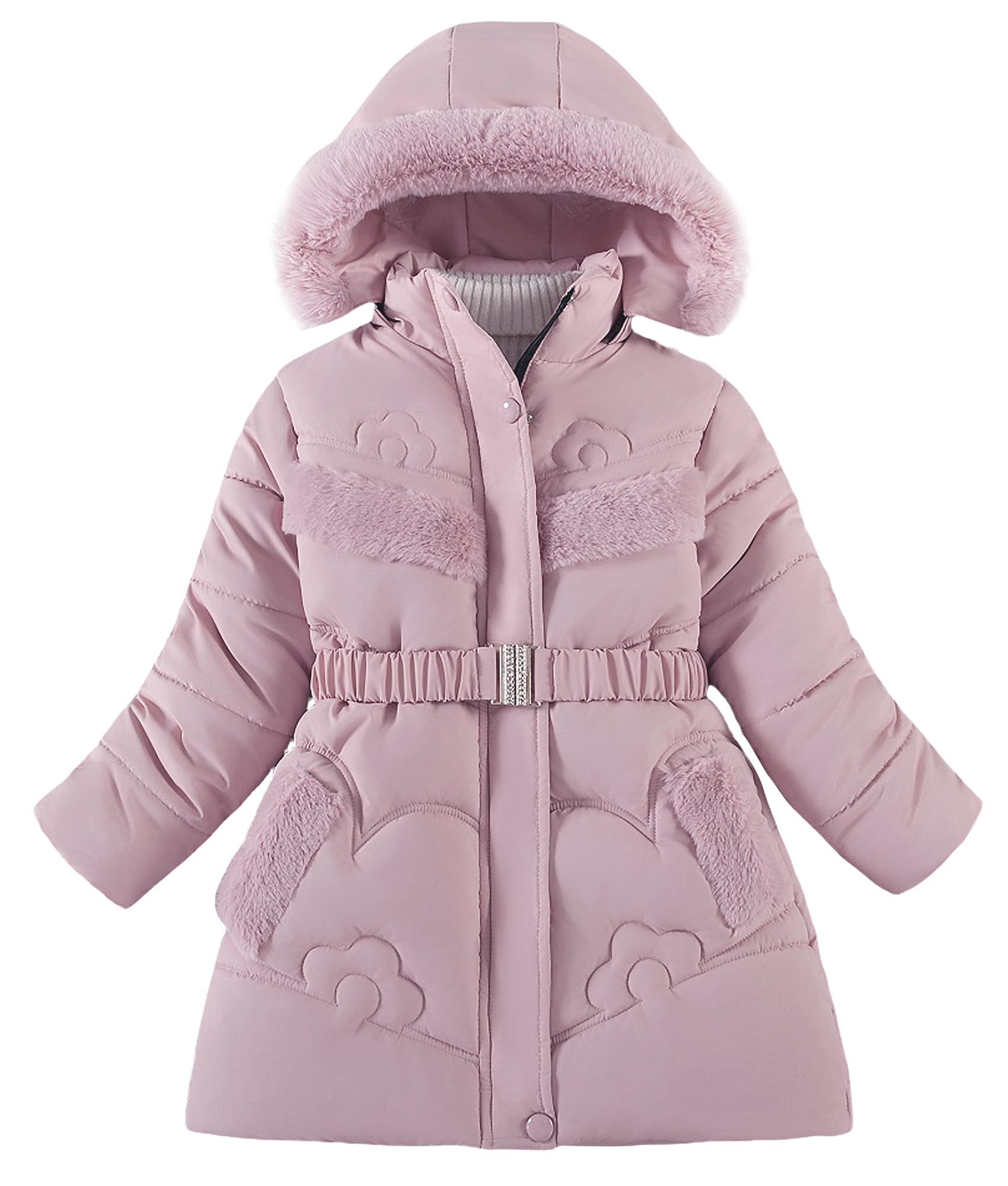 Happy Cherry Cappotto Ragazza Giubbino con Cappuccio Giacca Invernale Manica Lunga Giubbotti Caldo Inverno 5-10 Anni