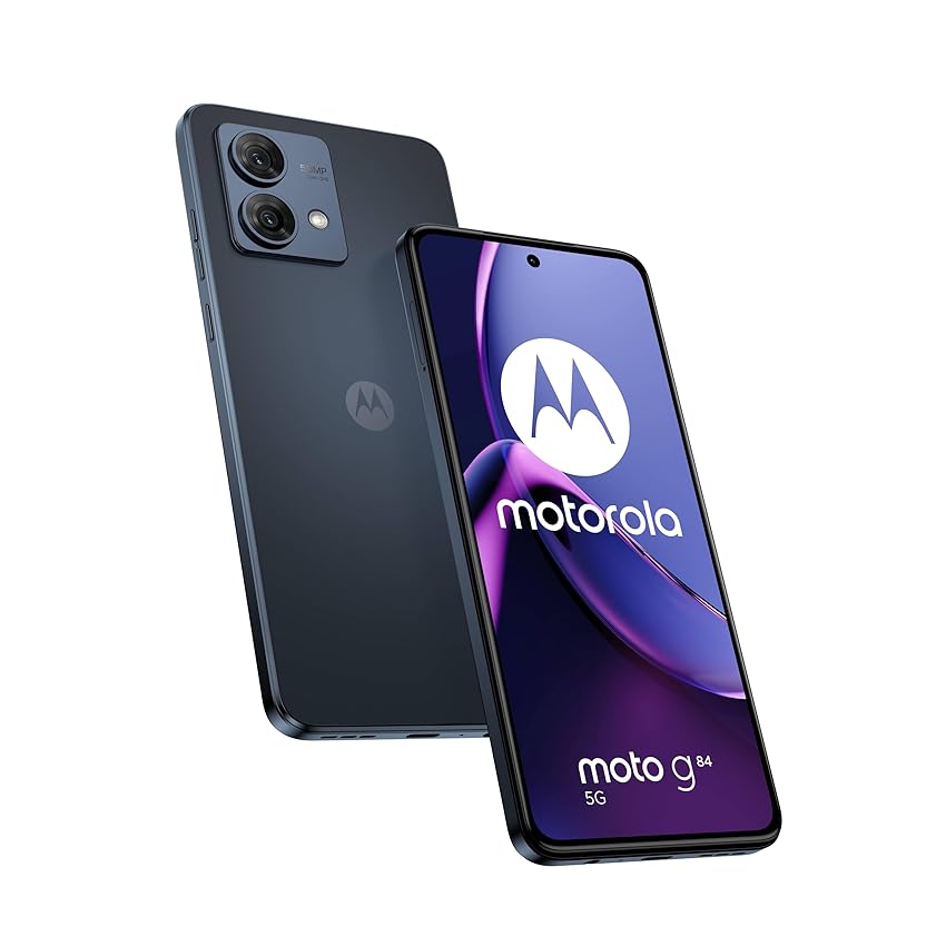 Immagine del prodotto Motorola moto g84 5G, Cellulare, Display 6.55 Pollici pOLED FHD+ 120 Hz, 50+8 MP, 5G, 5000 mAh, Ricarica 30W, 12/256 GB, Dual SIM, IP52, NFC, Android 13, Cover Inclusa, Midnight Blue