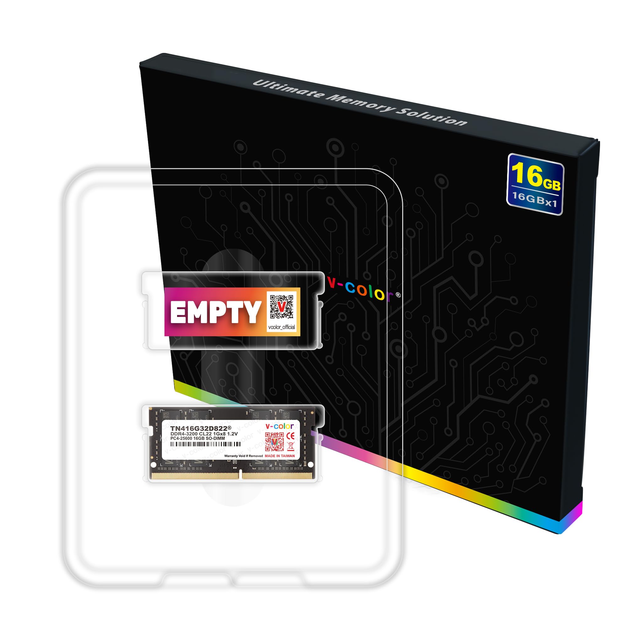 V-Color DDR4 16GB (16GBx1) 3200MHz CL22 2Rx8 Dual Rank 260-Pin 1.2