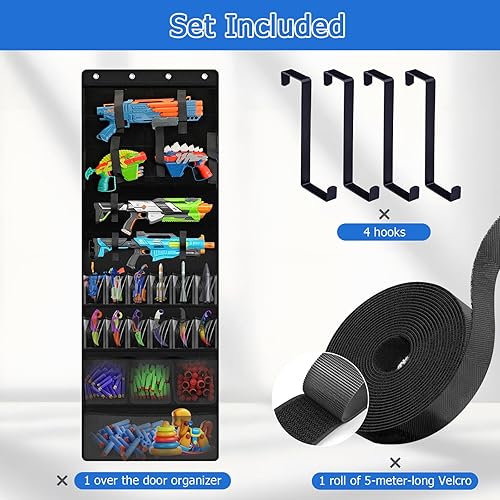 Miniatura 2 de Organizador de puerta colgante con bolsillos transparentes, múltiples compartimentos para juguetes, animales de peluche y Lego para niños,