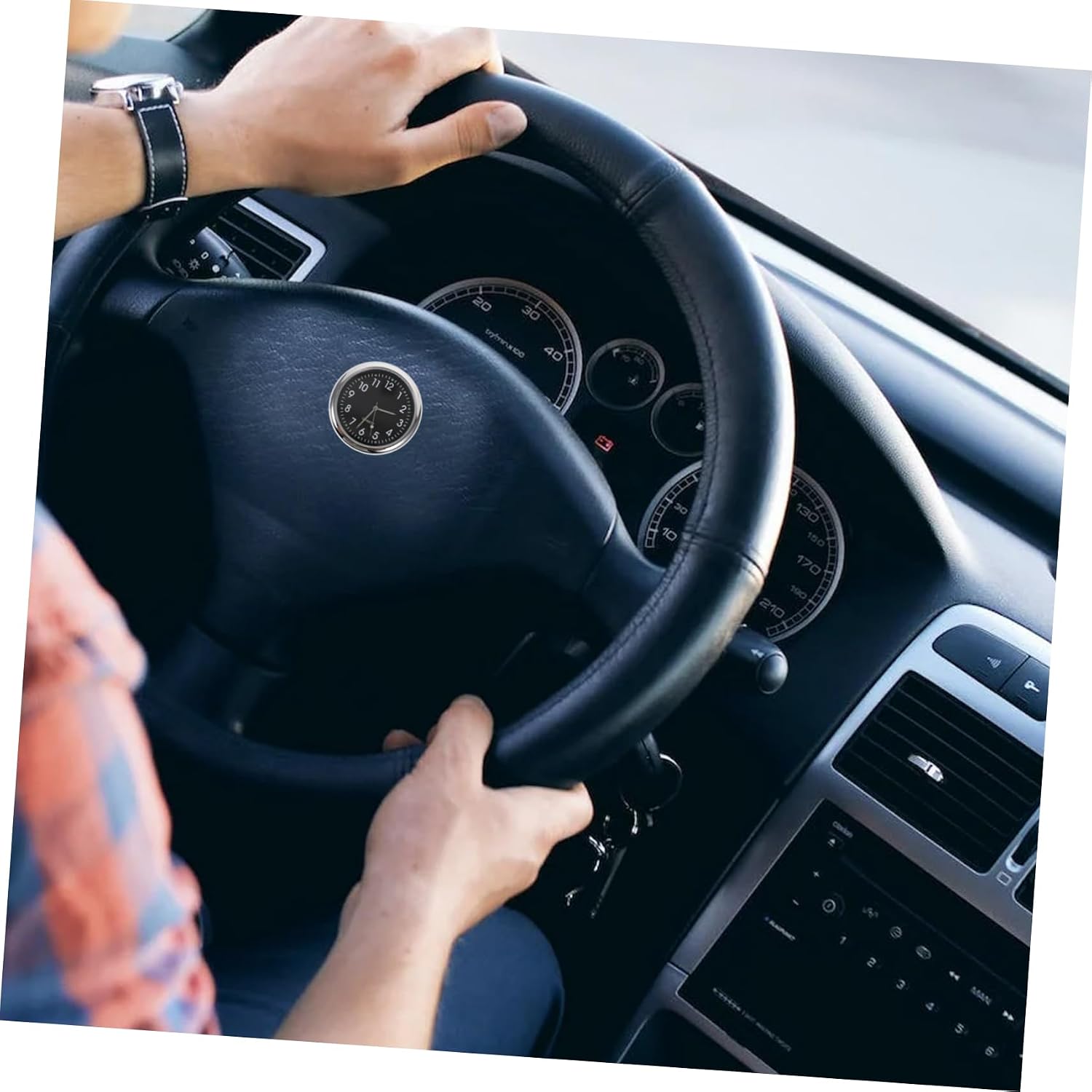 Cabilock Car Dashboard Clock with Luminous Pointer Compact Auto Digital Clock for Interior Decoration Easy Adhesive Installation for Safer Driving and Office Use