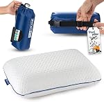 Travel & Camping Comfortable Memory Foam Pillow – Easy to Carry Portable Bag – Temperature Regulating Pillow Case - Perfect for Travelling (White)