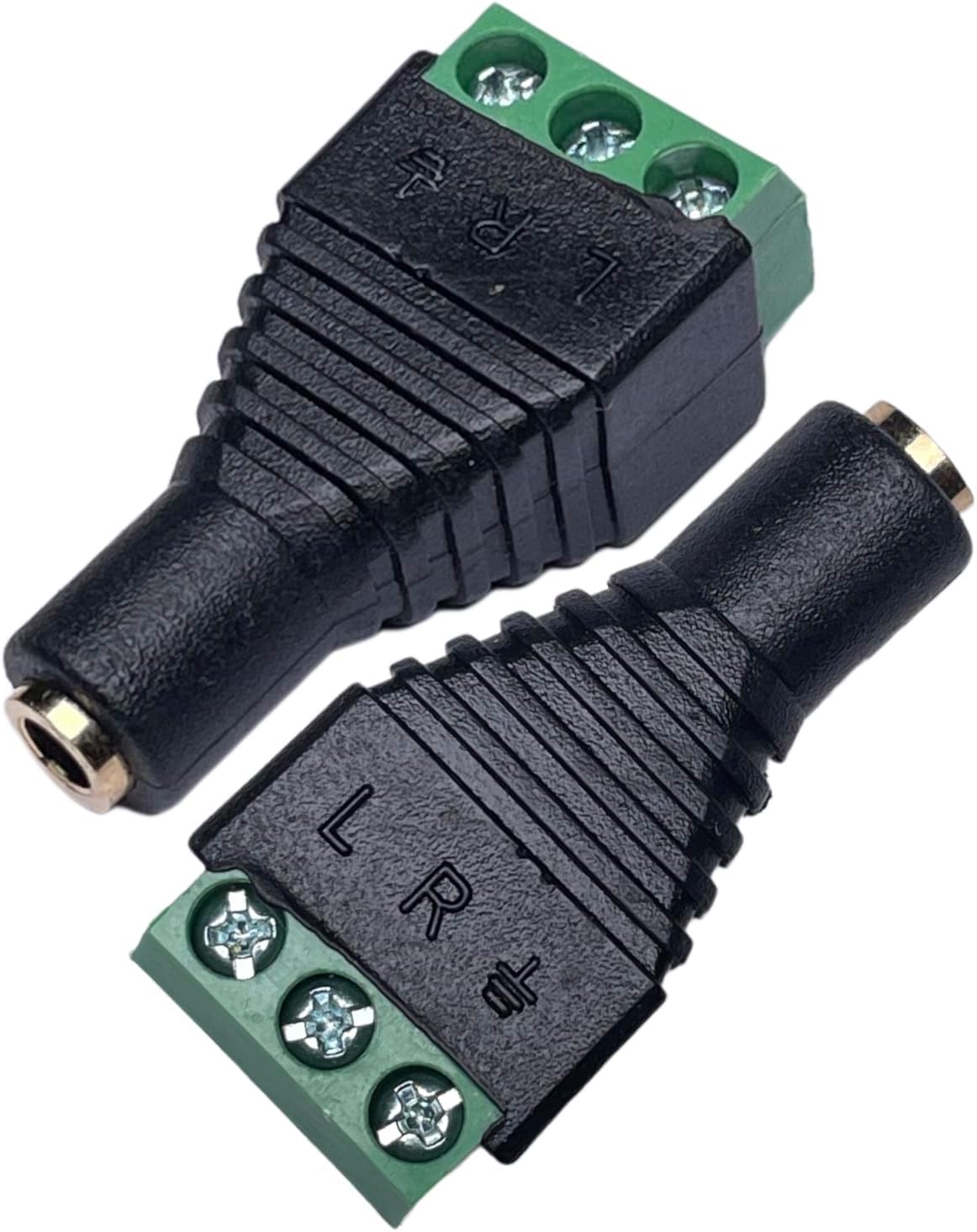 3.5mm Stereo TRS Female Jack to AV Screw Audio Terminal, Solder-Free, Quick Screw Connection for DIY, Test, Measurement, Surveillance, Engineering, Terminal Block Headphone Connector (4 Pack)