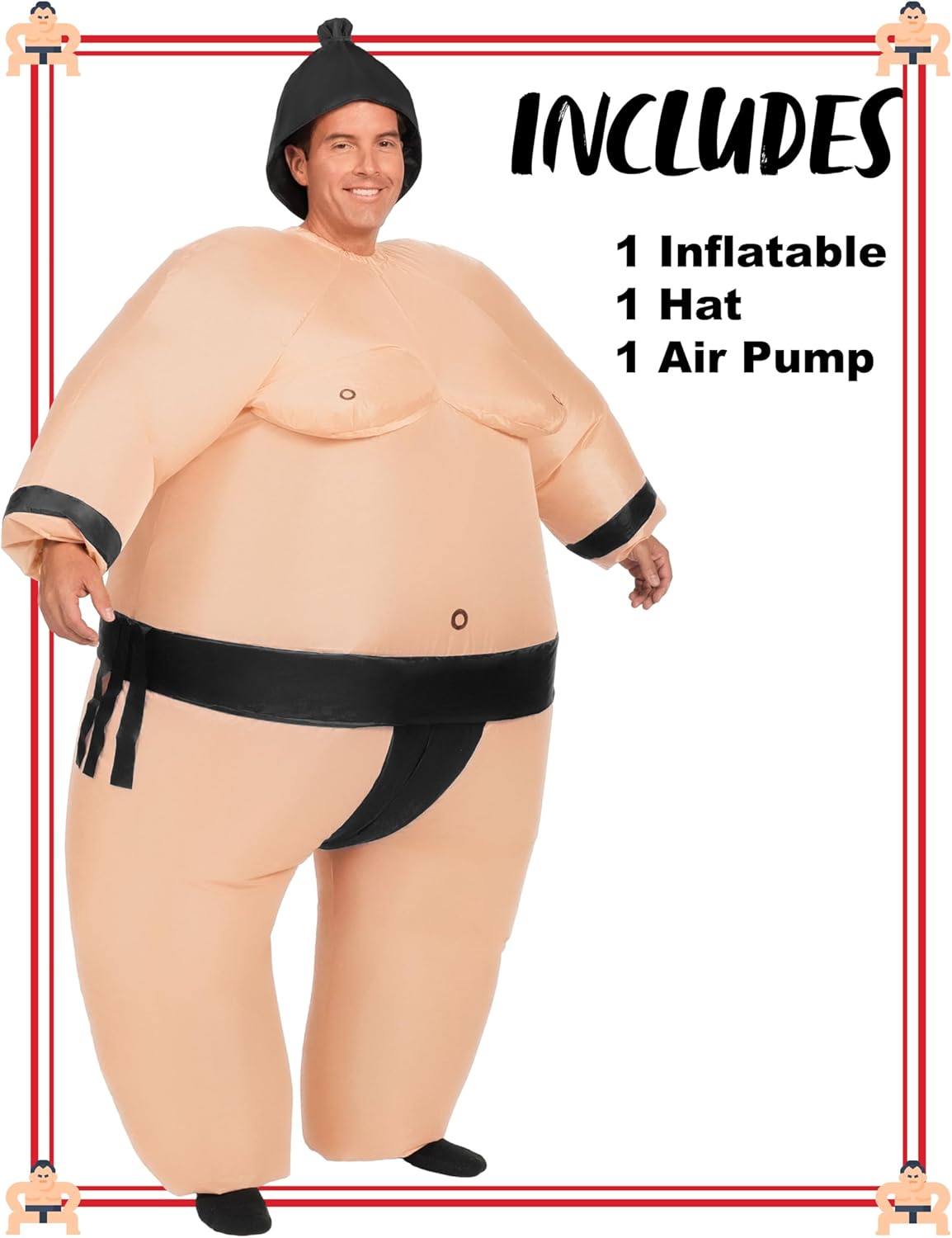 Spooktacular Creations Sumo Inflatable Costume for Adult, Funny Air Blow Up Costumes, Full-Body Sumo Costume - Image 9