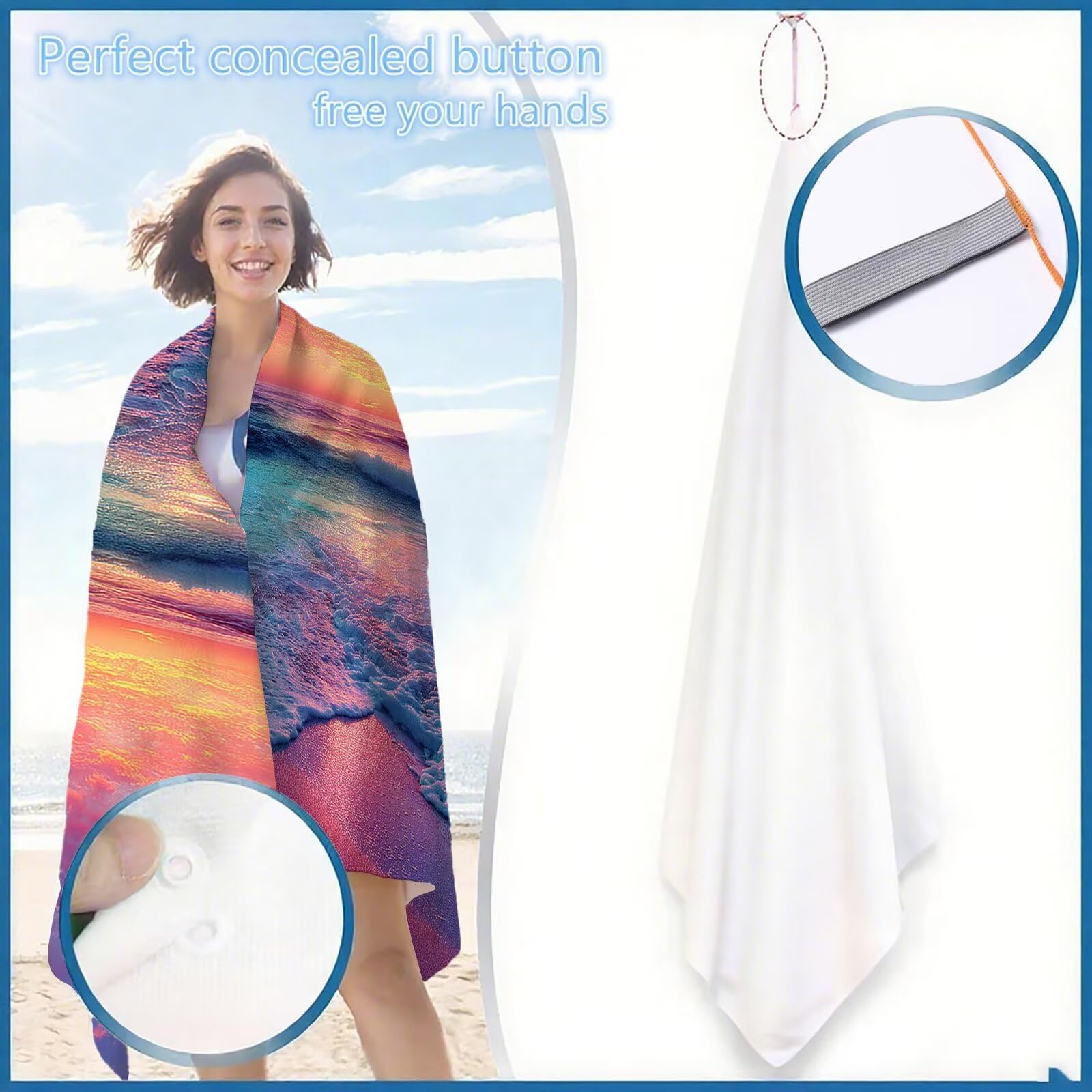 Mikrofaser Strandtuch 80x160cm, Sonnenuntergang Strandtuch Sternenhimmel Saunahandtuc 2 Stück Stranddecke Sandfrei, Schnell Trocknendes, Saugfahiges Strandmatte für Urlaub Schwimmen Camping OC-409