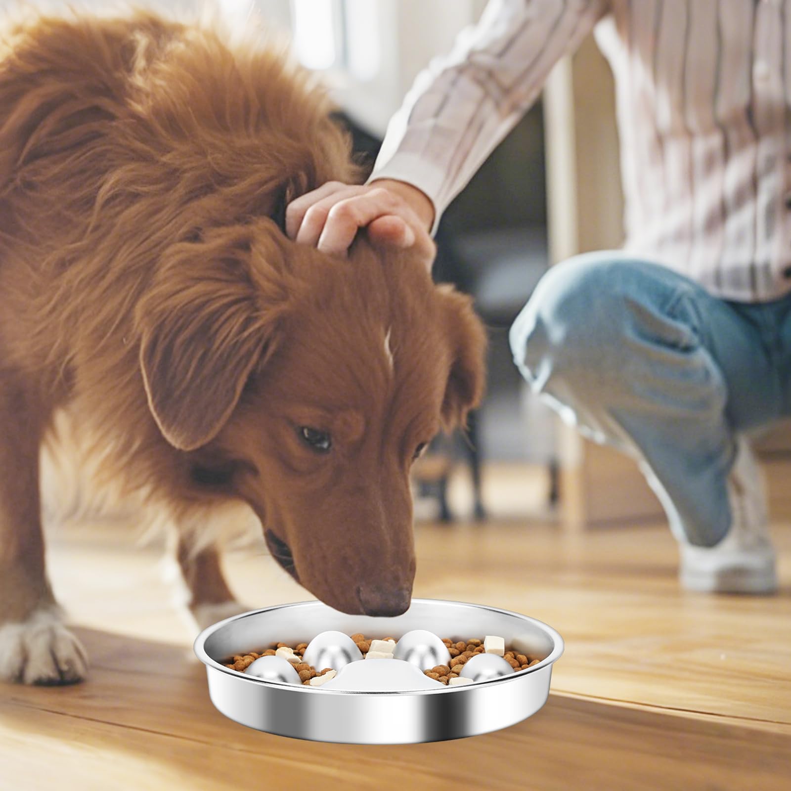 PETTOM Ciotola Anti Ingozzamento Acciaio Inox, Ciotola per Cani Anti Ingozzamento Ø21 cm, Ciotola Cane Slow Feeder