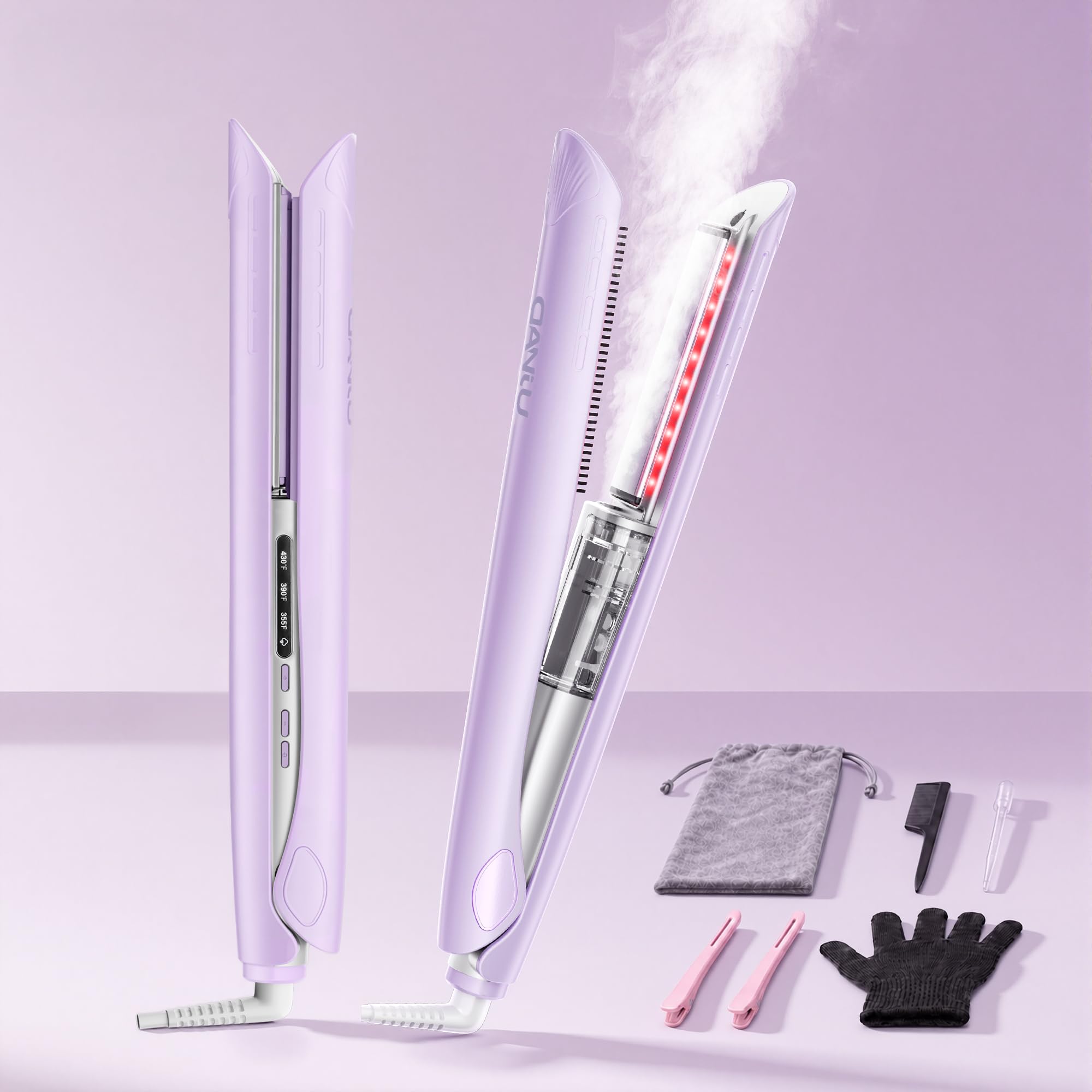 DANJU 1" Cool Mist Flat Iron, Steam Hair Straightener for Less Heat Damage