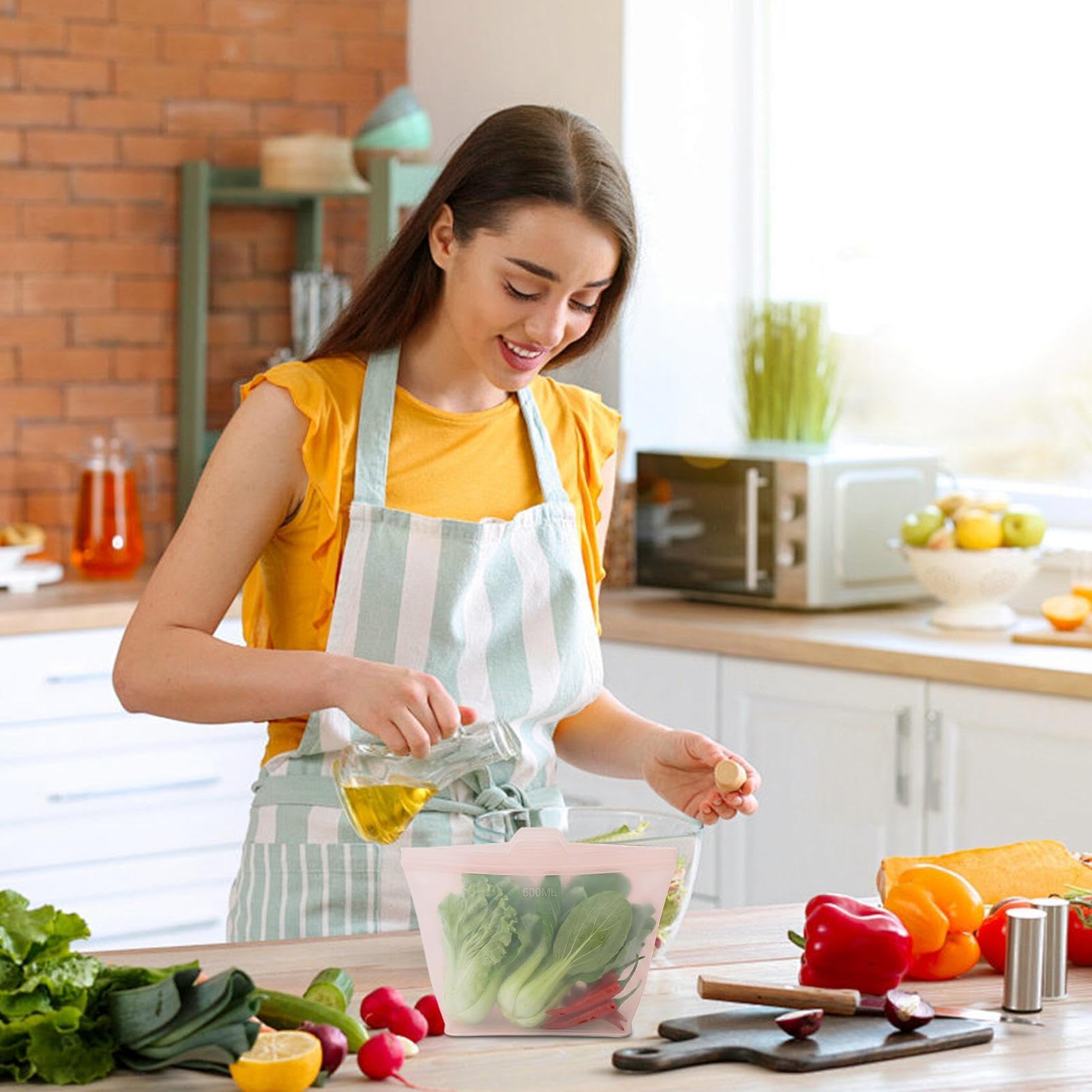 Sacchetti per congelatore, contenitori ermetici per alimenti, sacchetti per insalata con cerniera, per verdure, frutta, pane, ideali per pranzo, casa, cucina, viaggi, campeggio, picnic