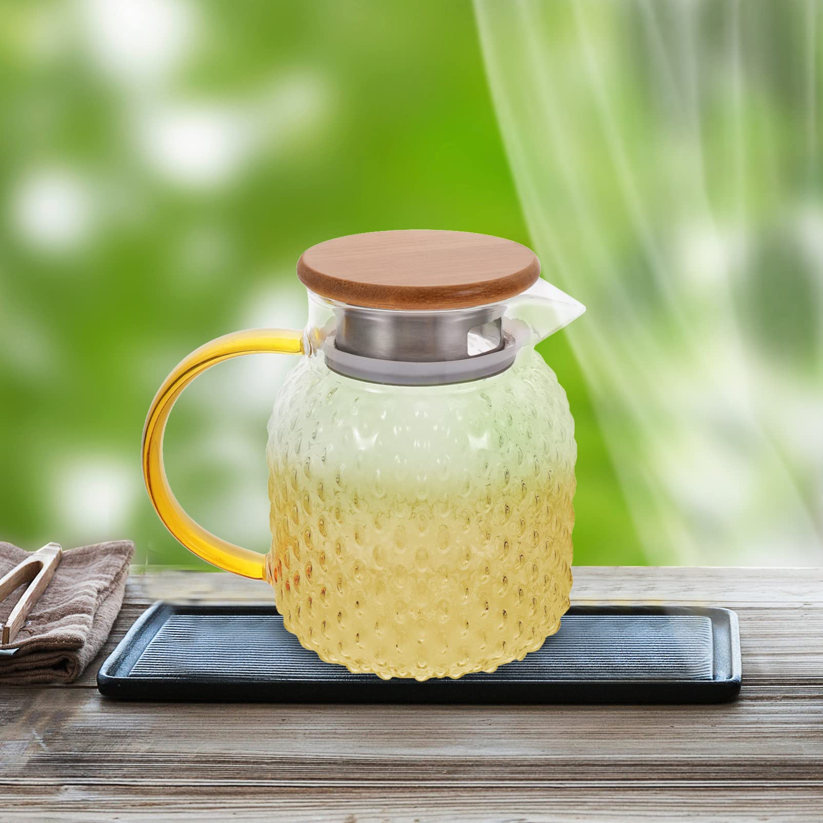 Tradineur Brocca In Vetro Trasparente Da 1,16 Litri – Ideale Per Acqua, Succhi, Limonata E Tè Freddo - 3