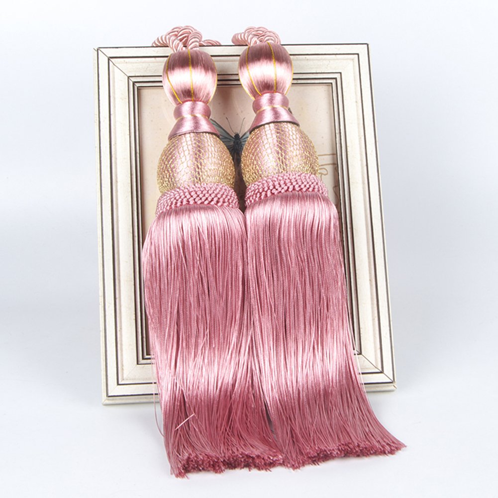 LianLe 2PCS Curtain Tieback Tassel Binding Rope Curtain Holdbacks Buckle European Style (Pink)