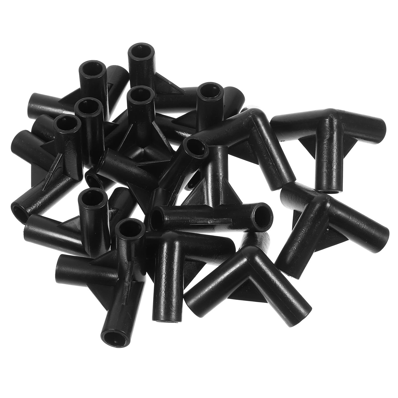 HOMSFOU Connecteurs de Tente 3 Voies en Plastique PE Noirs 24 Pièces pour Structure de Canopée Extérieure Réparation Auvent Accessories Cadre Patio Jardin