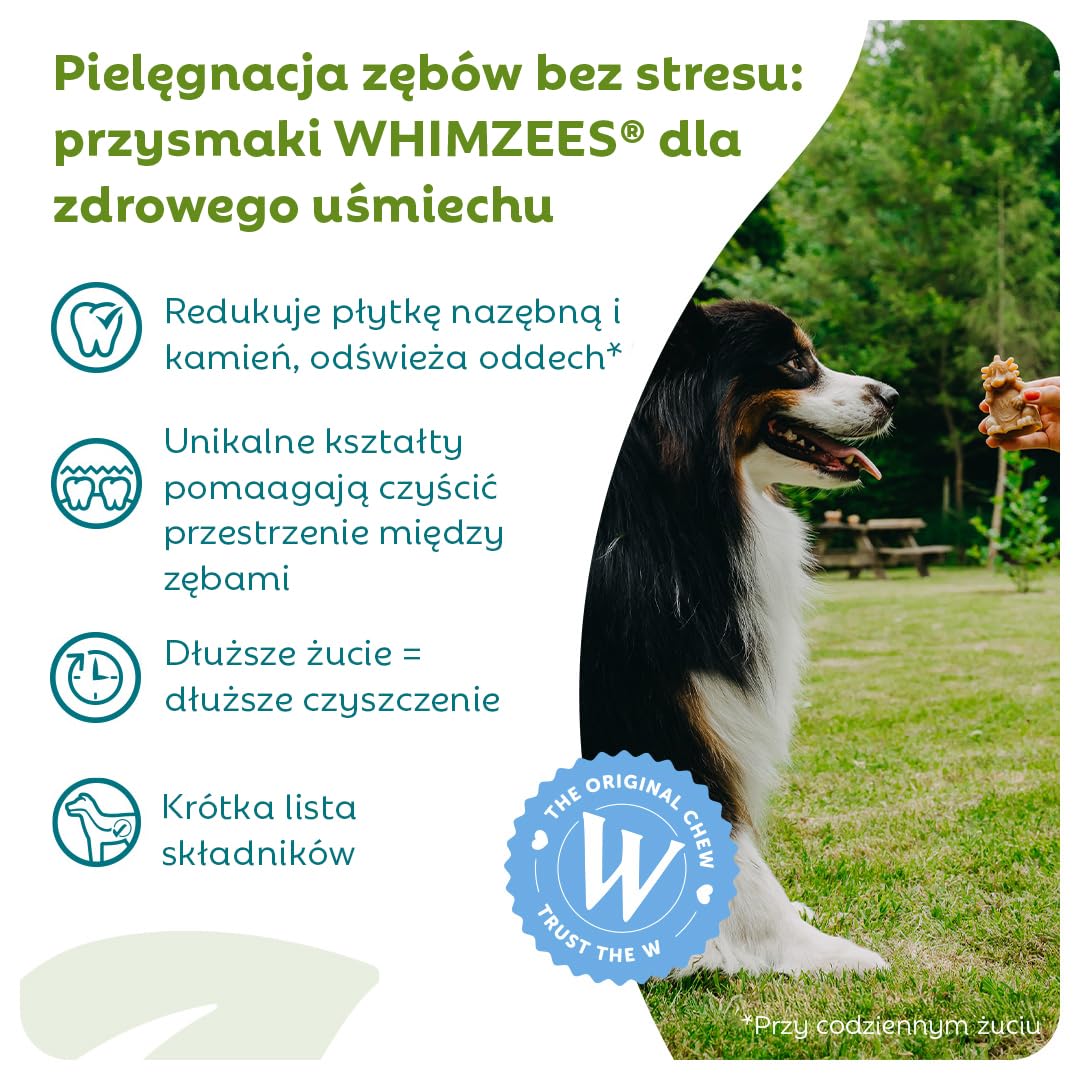WHIMZEES Jeżyk L, 6 Sztuk – Rozmiar L, Gryzaki Dentystyczne dla Dużych Psów, Naturalne, Bezzbożowe, Bez Dodatku Cukru
