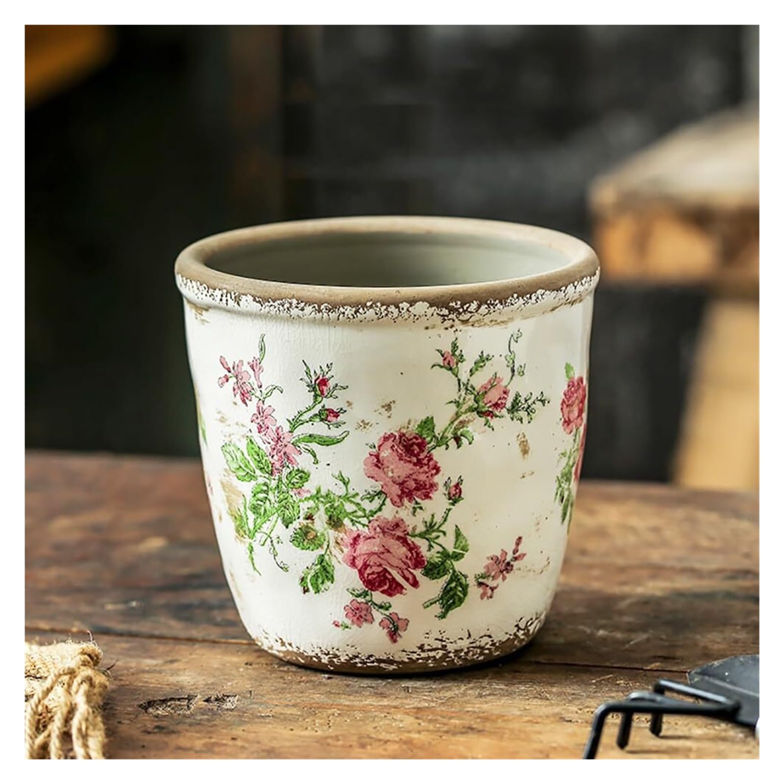 Pots de fleurs craquelés toscanes pour décoration de porche et plantes