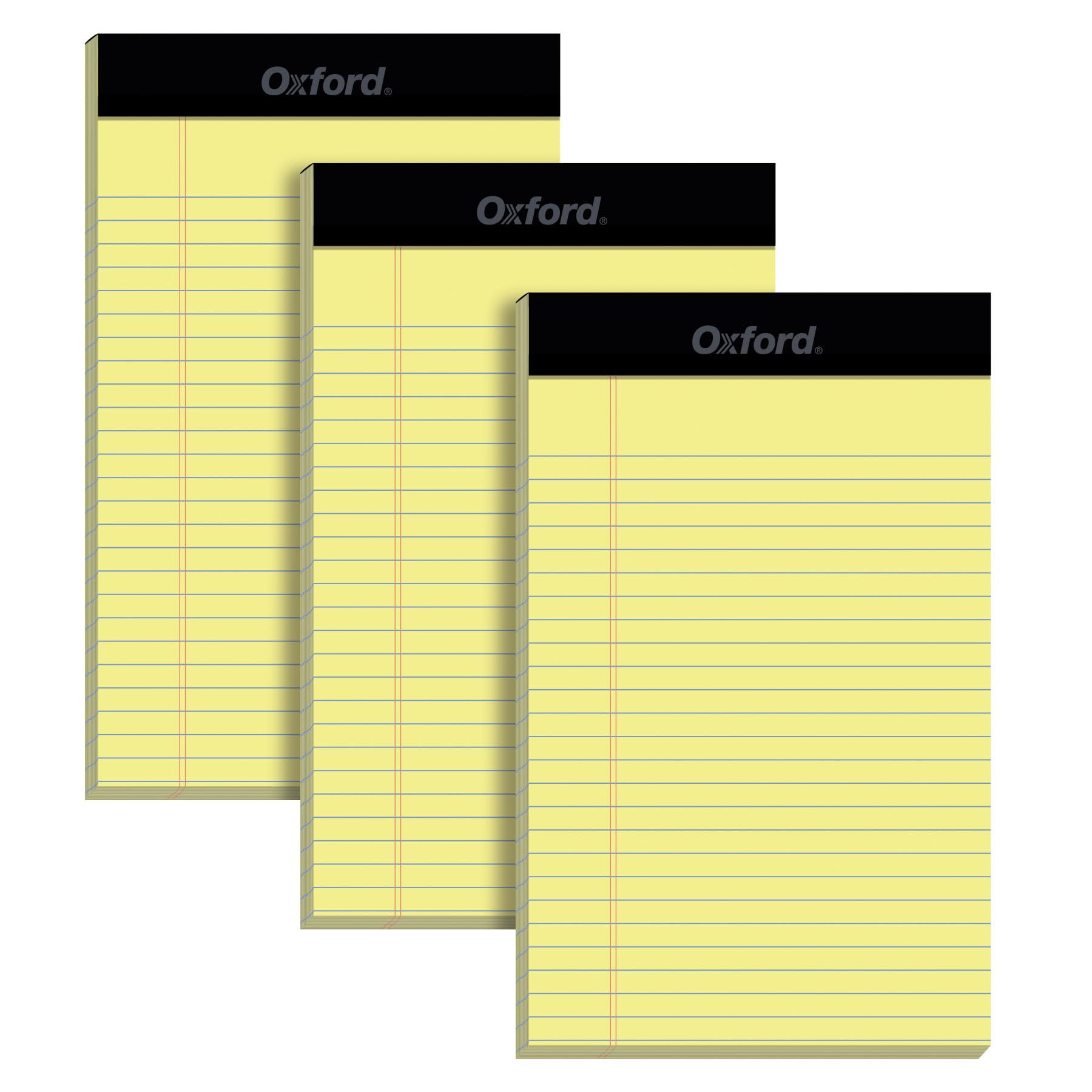 Oxford 5 x 8 Inch Legal Pads 3 Pack Narrow Ruled on Both Sides Canary Yellow Paper 50