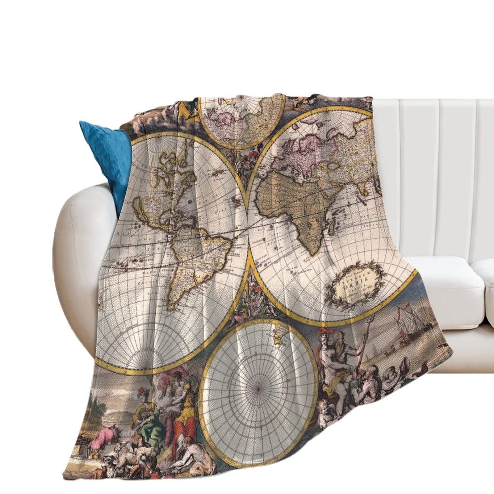 Couverture polaire carte du monde pour décorer votre canapé et réchauffer vos soirées salon