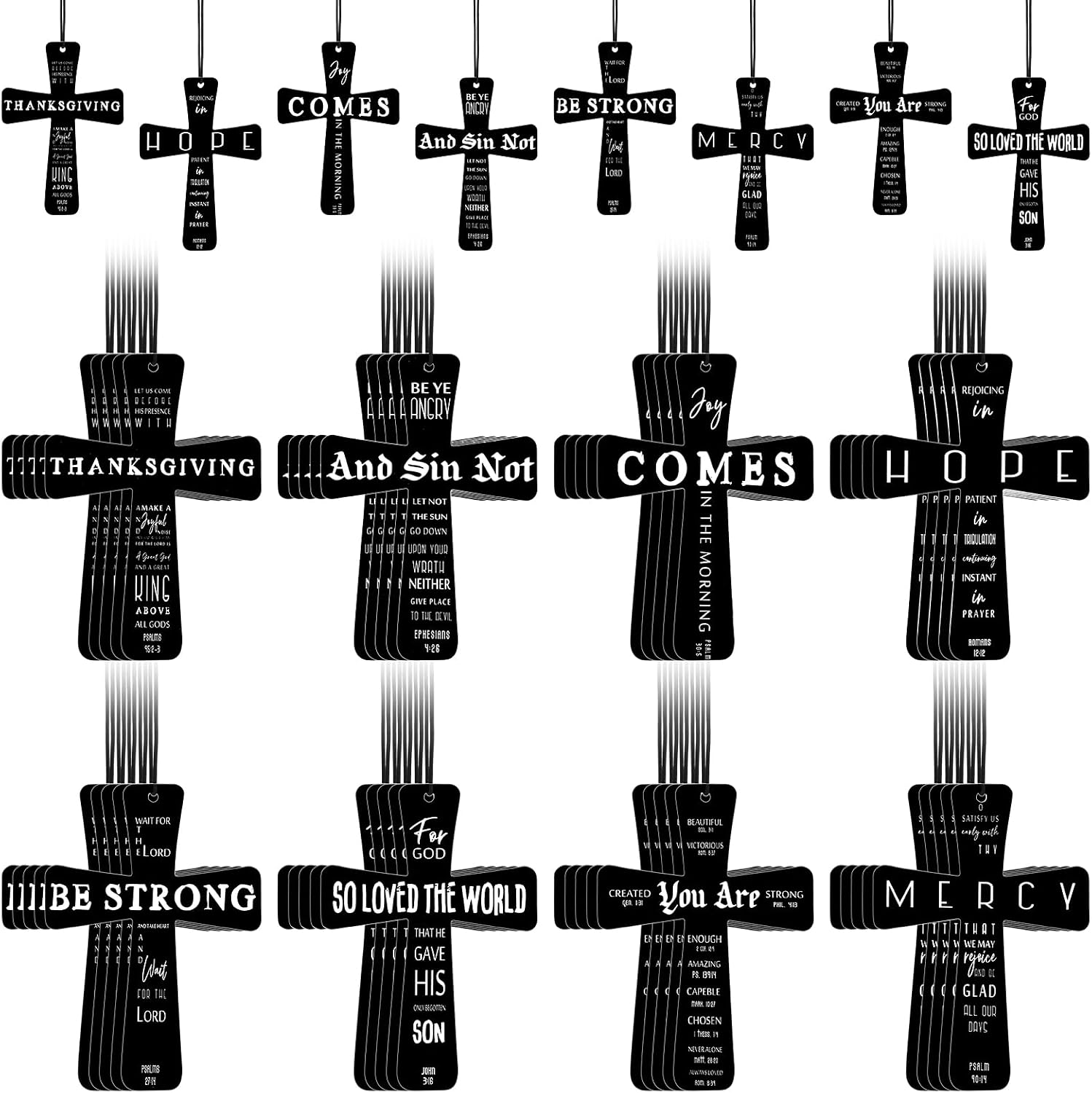 Fumete 48 Pcs Christian Gifts for Men Bible Verse Cross Car Air Fresheners Bulk Black Religious Hanging Ornaments Inspirational Scripture Scented Gifts for Men Pastor Church Car Driver