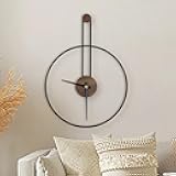 Modern Wall Clock Large Wall Clocks with Walnut Dial Silent Non-Ticking for Living Room Home Decor Bedroom Kitchen Office 17.8''× 24.4'' (Black, Medium)
