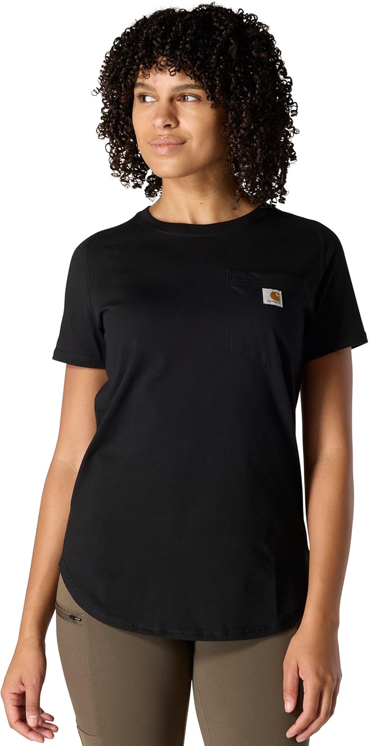 Carhartt Women's Force Relaxed Fit Midweight Pocket T-shirt, Black, Large