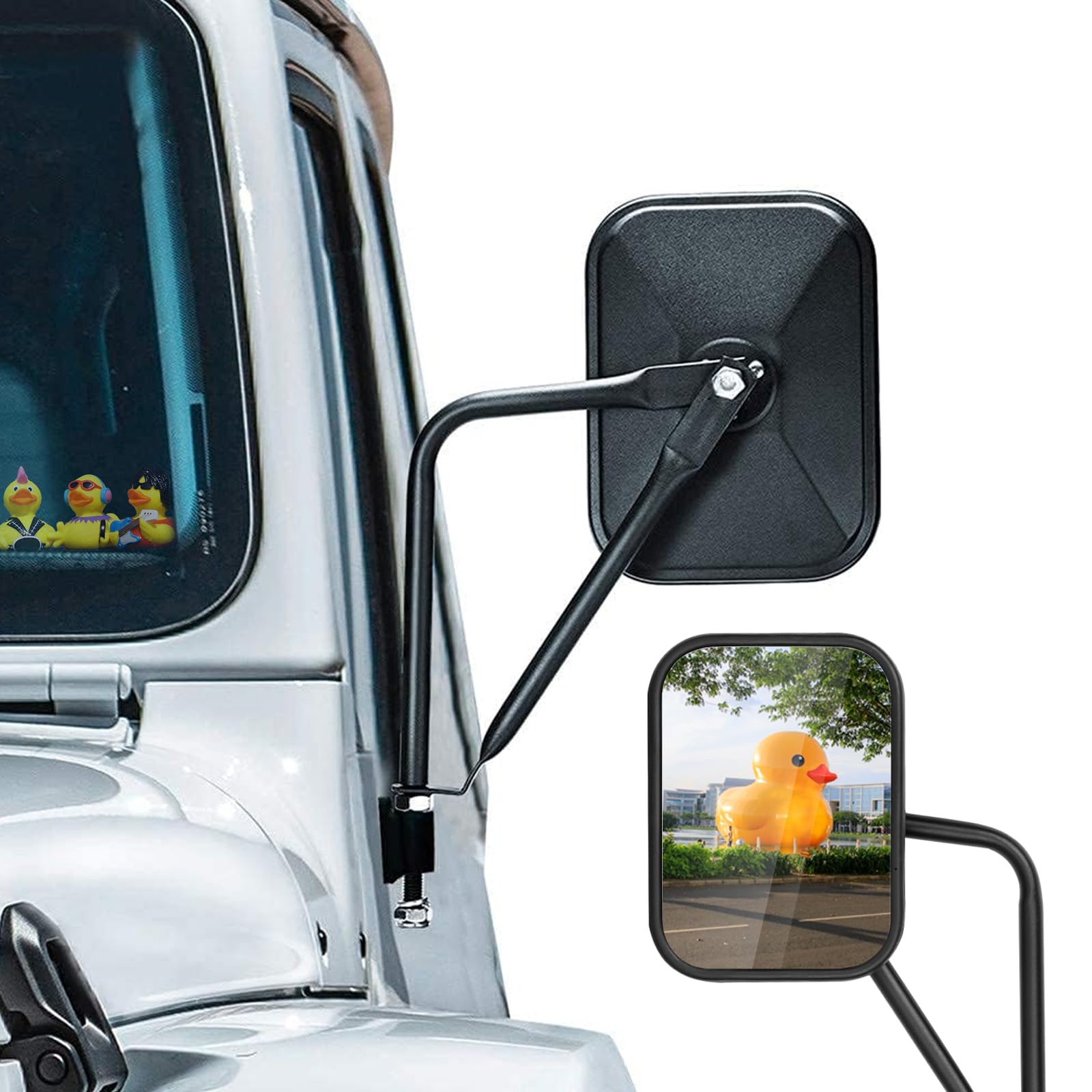 Mirrors Doors Off, 2 Pack Square Adventure Side View Mirrors for Jeep Wrangler CJ YJ TJ JK JL JT Unlimited Accessories, Quicker Install Door Hinge Mirror for Safe Doors Off Driving